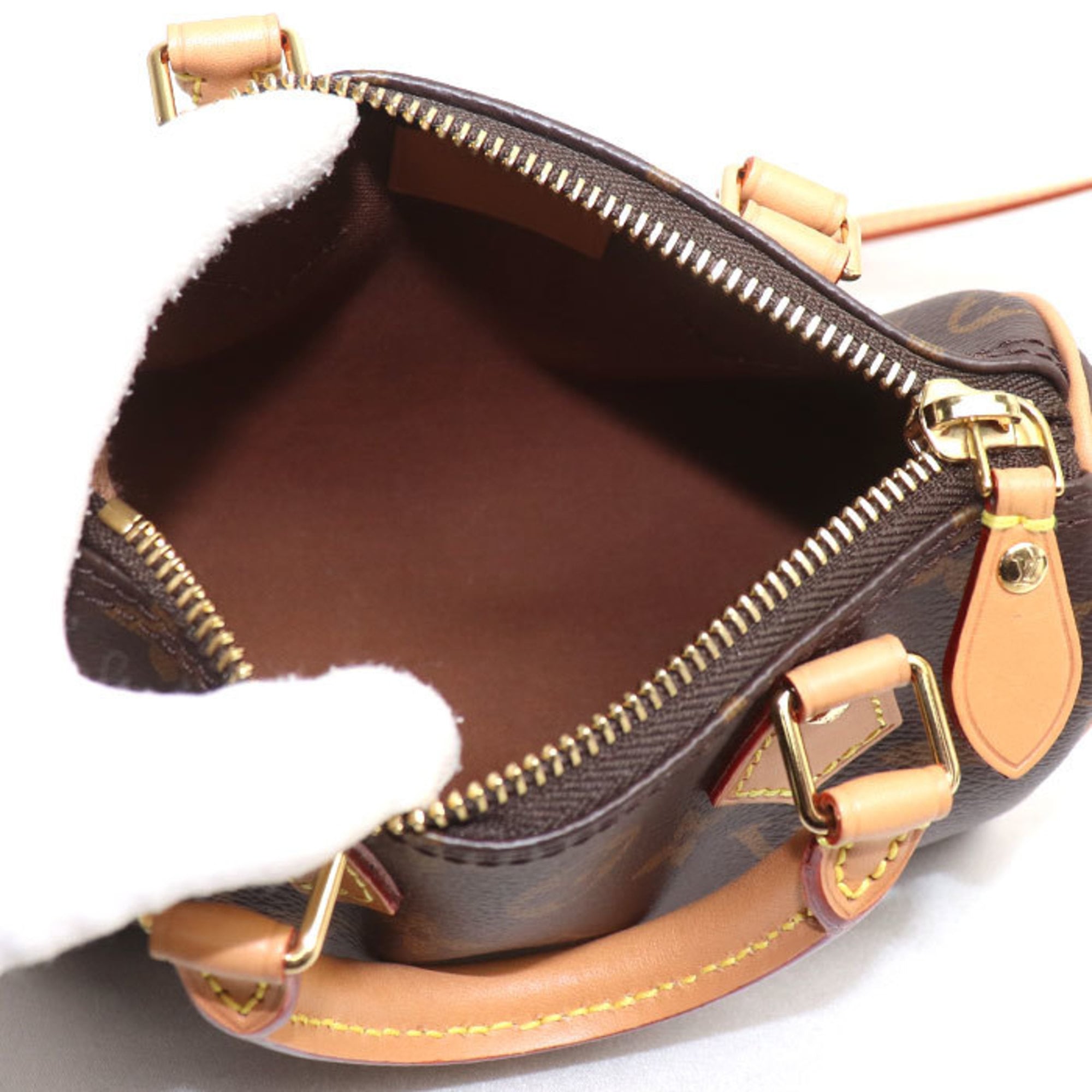 LOUIS VUITTON Louis Vuitton Nano Speedy 2-Way Shoulder Bag Brown M81085 Women's