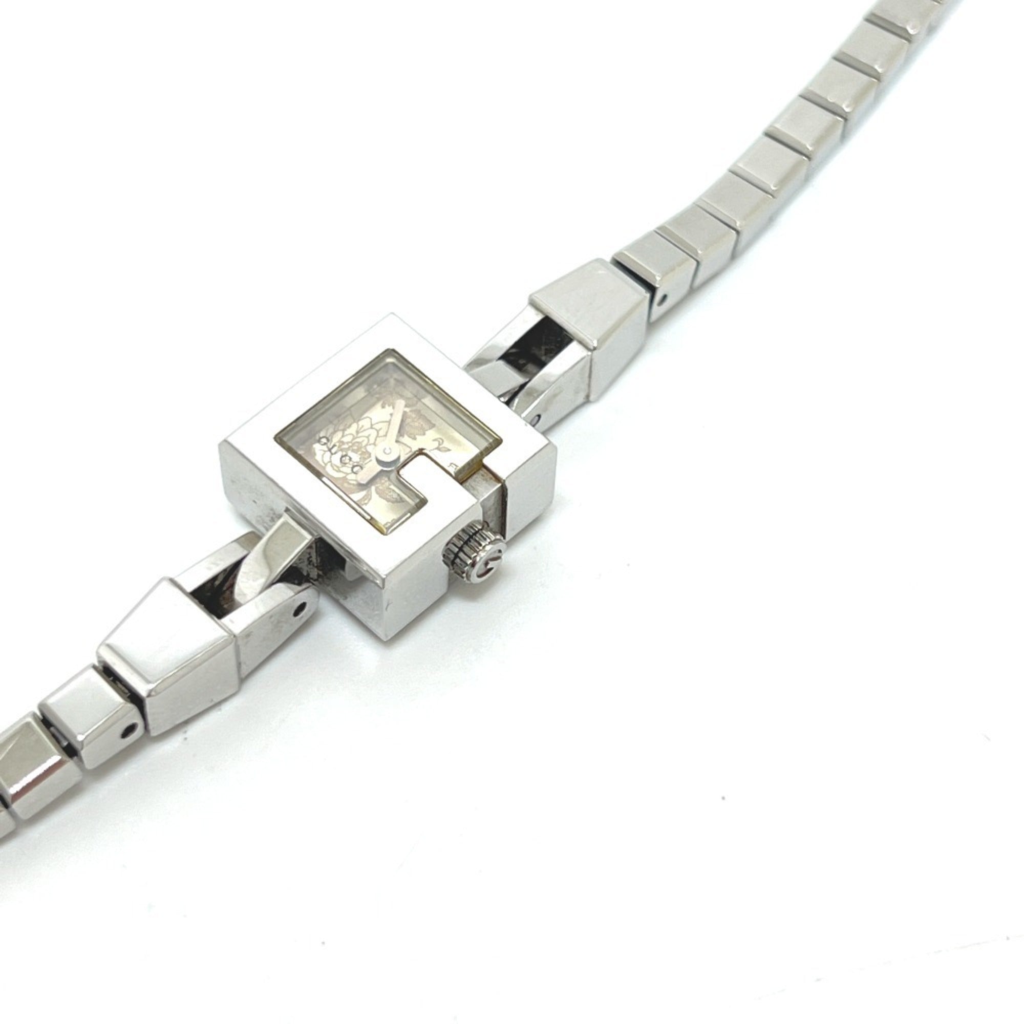 GUCCI 102 G Mini Square Chain Quartz Watch, Stainless Steel, Women's, Silver — Good