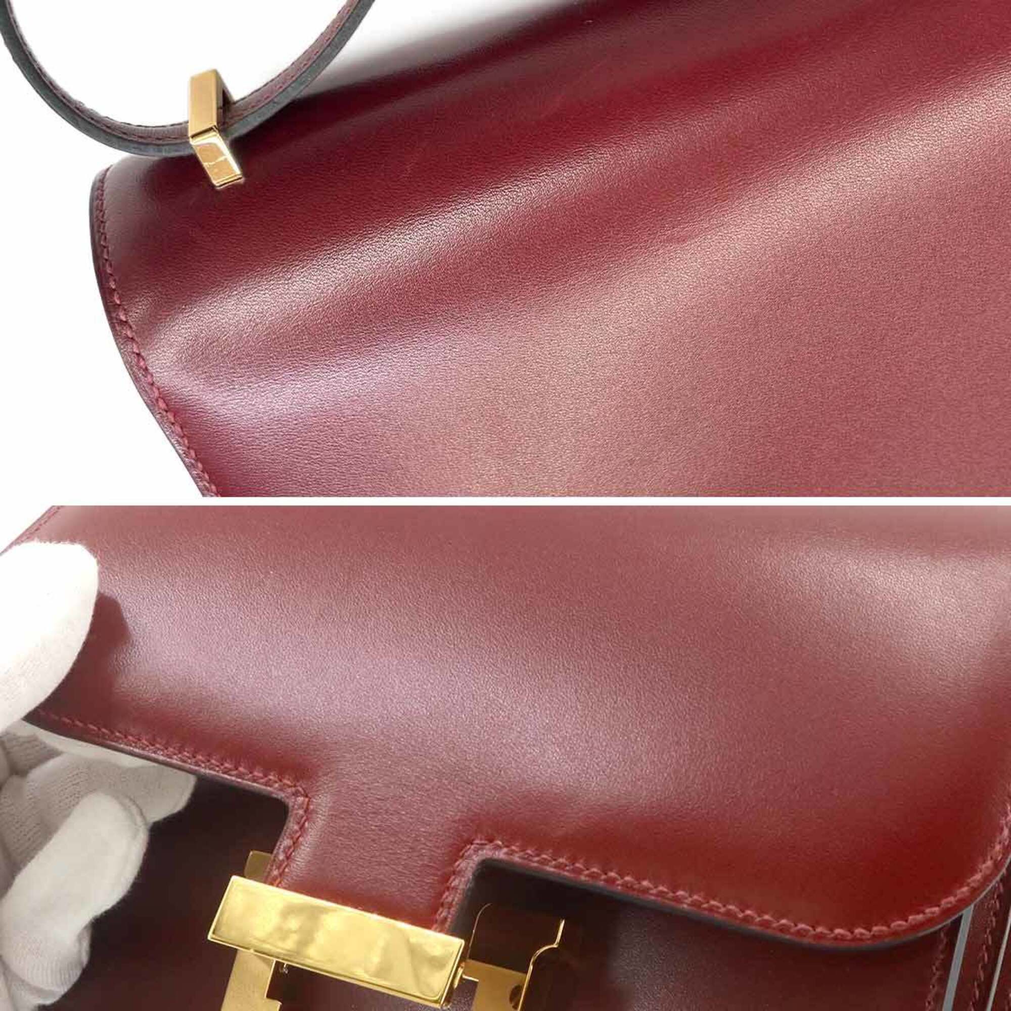 Hermes Constance 3 Mini 18 Shoulder Handbag, Box Calf Leather, Rouge H, Gold Hardware — Like New