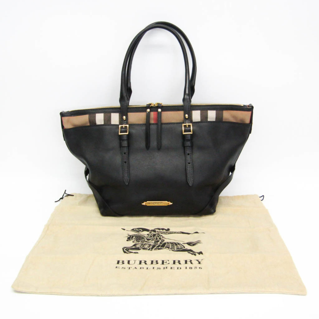 Burberry Salisbury Tote 3903381 Women's Leather,Cotton Canvas Handbag,Tote Bag Beige,Black