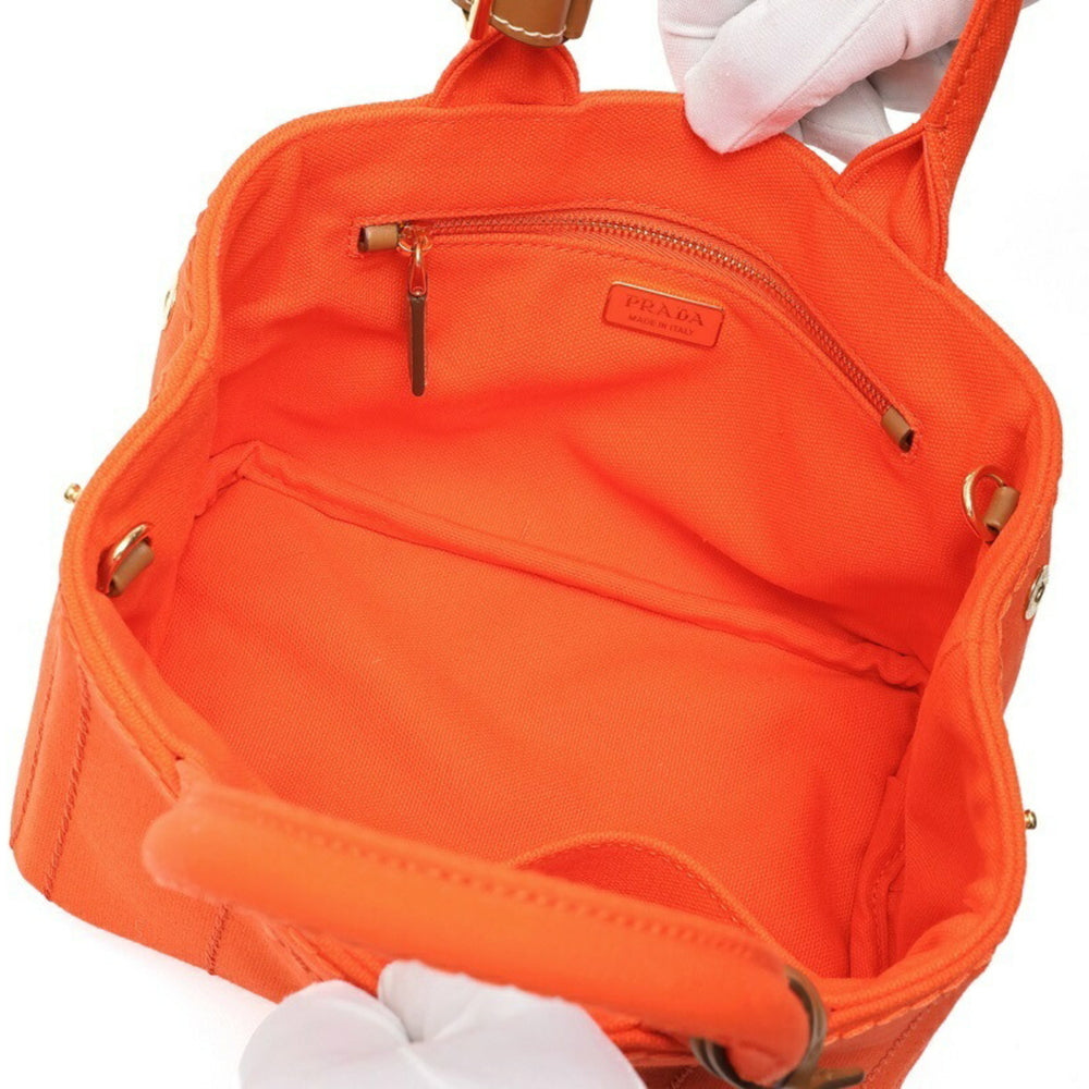 PRADA Jardiniere Mini Handbag Canapa Tote Bag 1BA038 Cotton Canvas Orange B-159860 — New - Store Return