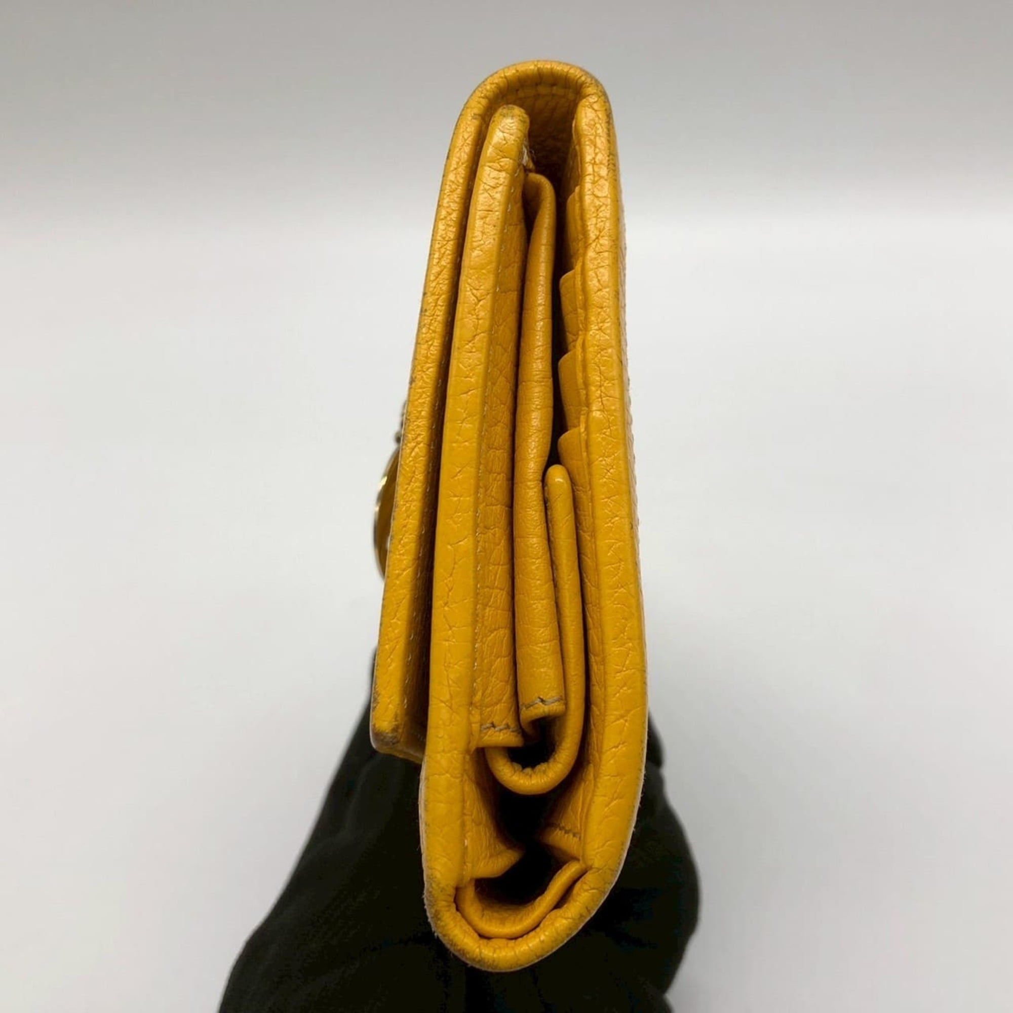 FENDI Zucchino Tri-fold Wallet, Canvas and Leather, Yellow, for Men Women