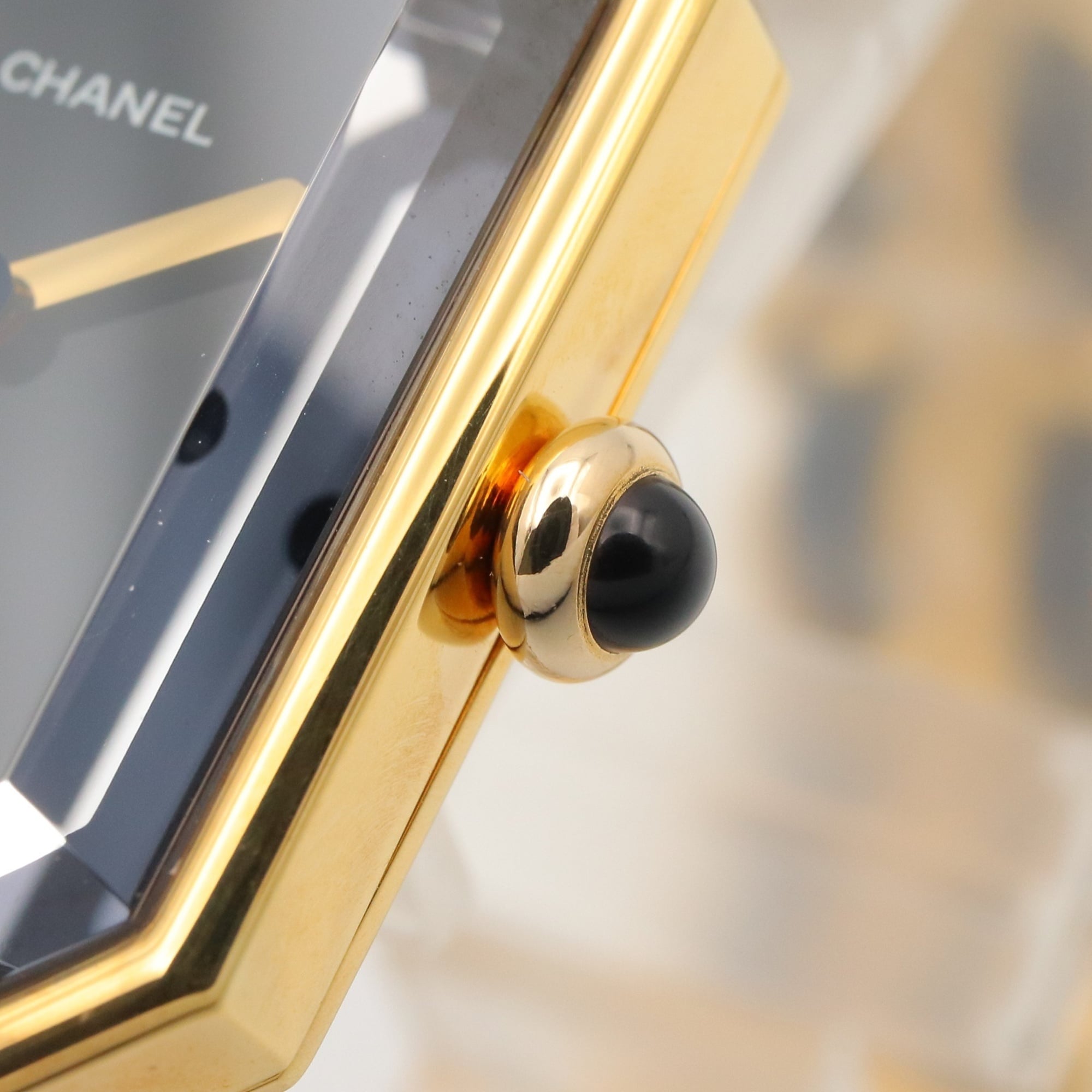 Chanel CHANEL Première S Watch, Gold Plated (GP), Leather Strap, Women's, Black, H0001 — Very Good