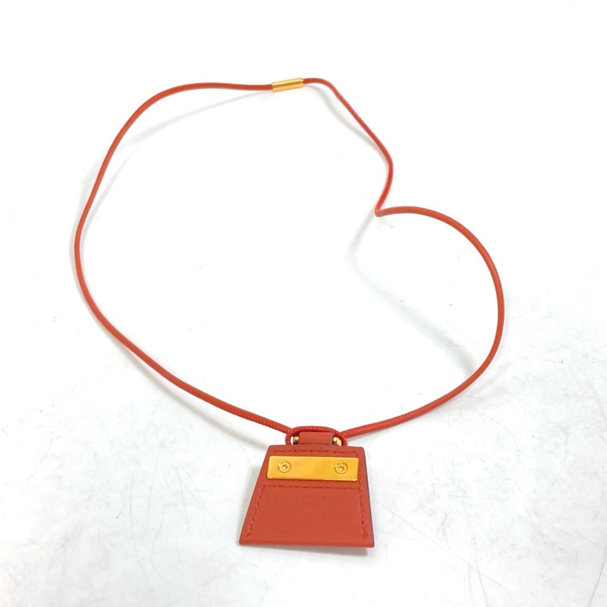 HERMES Mon Petit Kelly PM Necklace in Swift Cuivre Brown, Women's, Like New — Like New