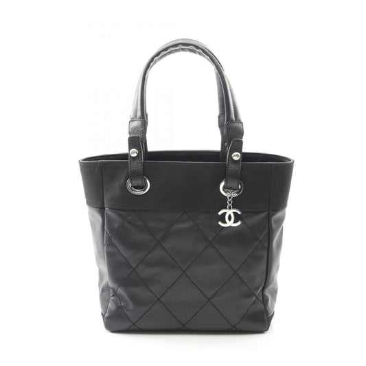 CHANEL Paris-Biarritz PM Tote Bag, Coated Canvas and Leather, Women's, Black, A34208