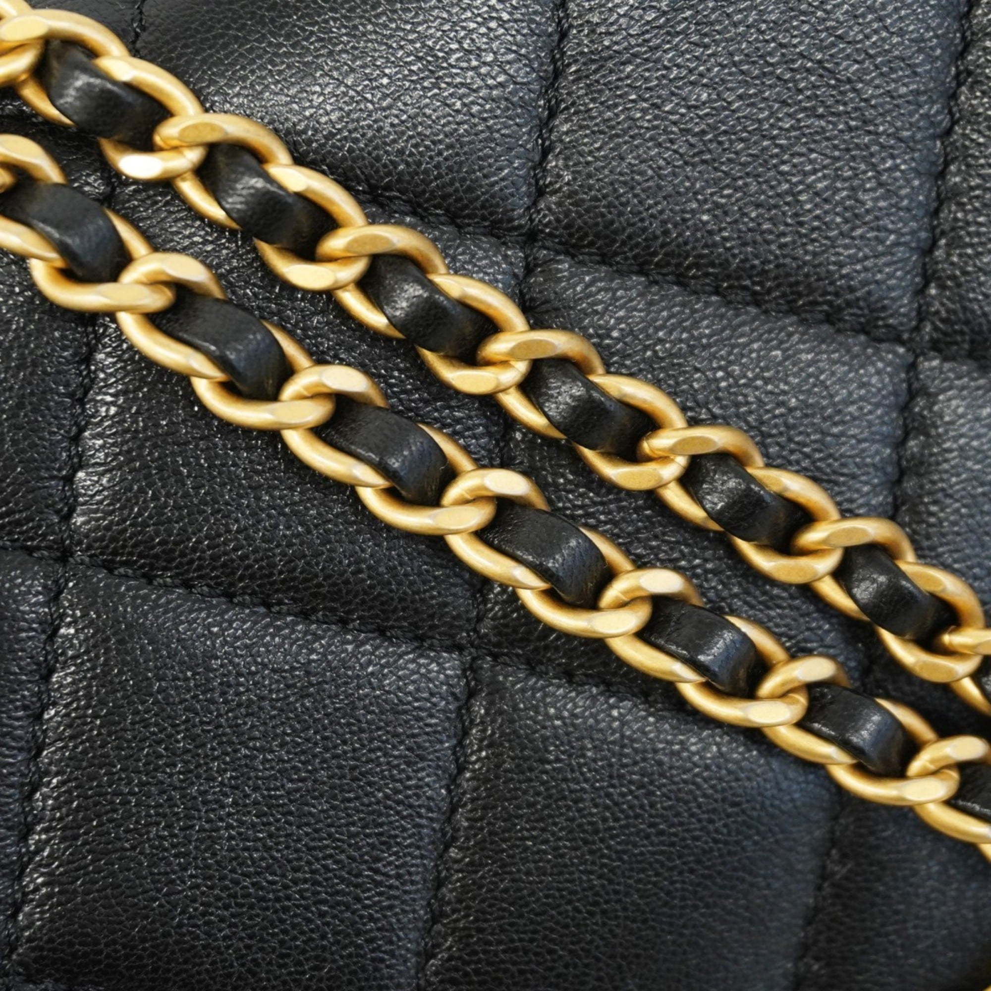 Chanel Matelasse Clutch Bag with Chain Shoulder Strap, Black Leather, 2-Way for Women