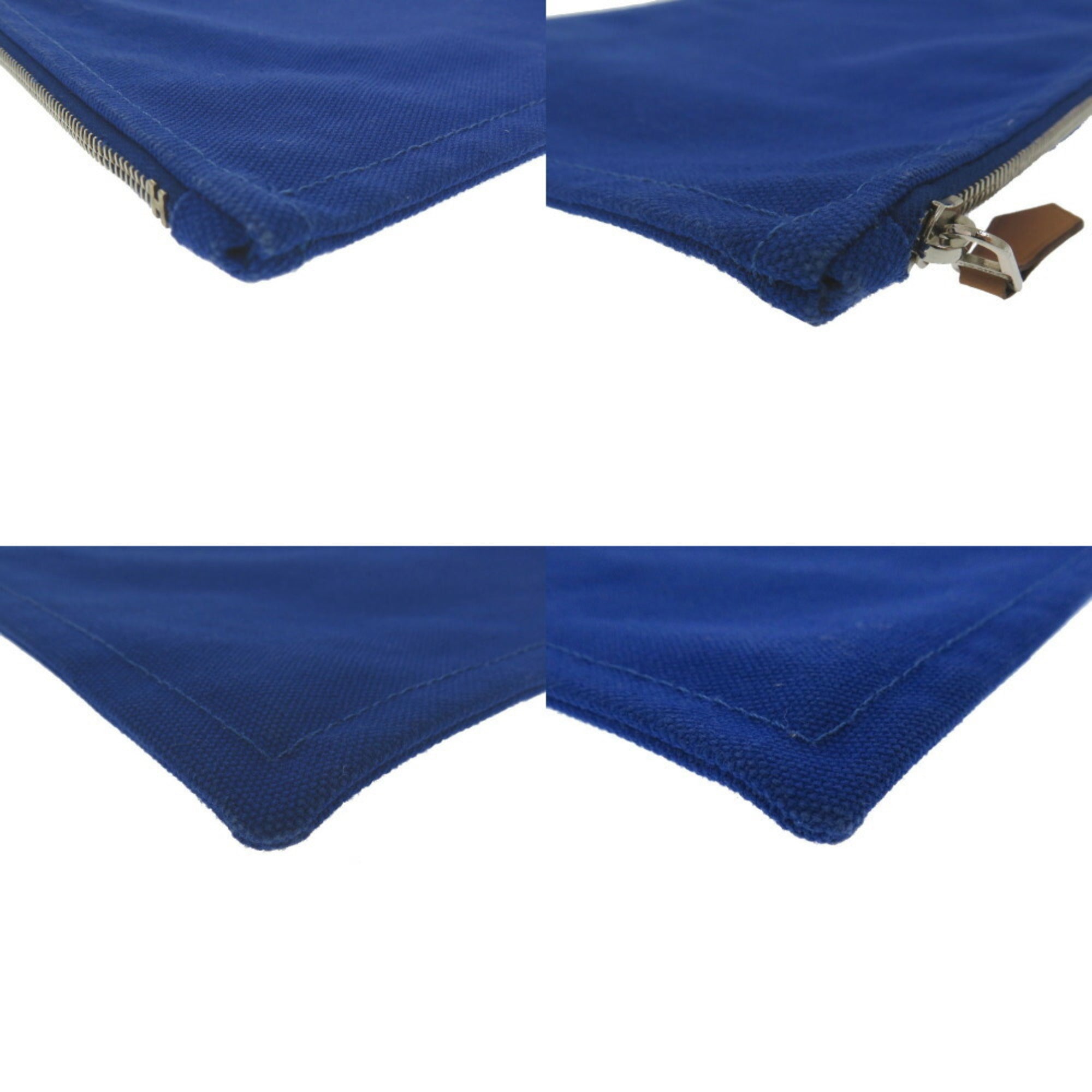 Hermes Flat Pouch MM Canvas Blue 0275HERMES — Like New