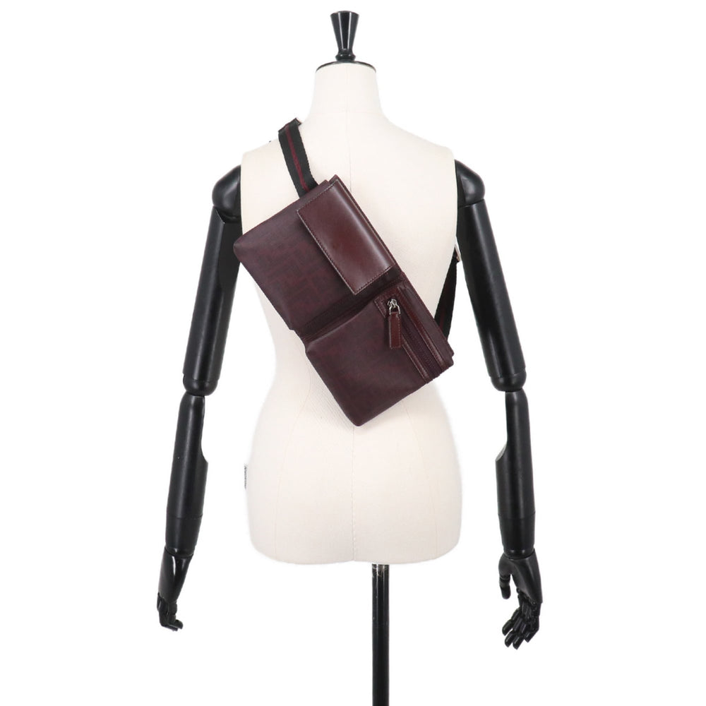 Fendi Zucca Bag, Waist Body Handbag, Leather, Bordeaux, 7VA280, Silver Hardware, Belt Bag — Like New