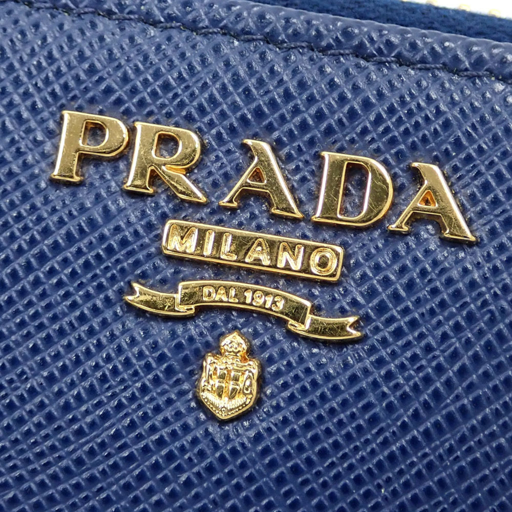 Prada Women's Blue Leather Coin Case 1MM268 Round
