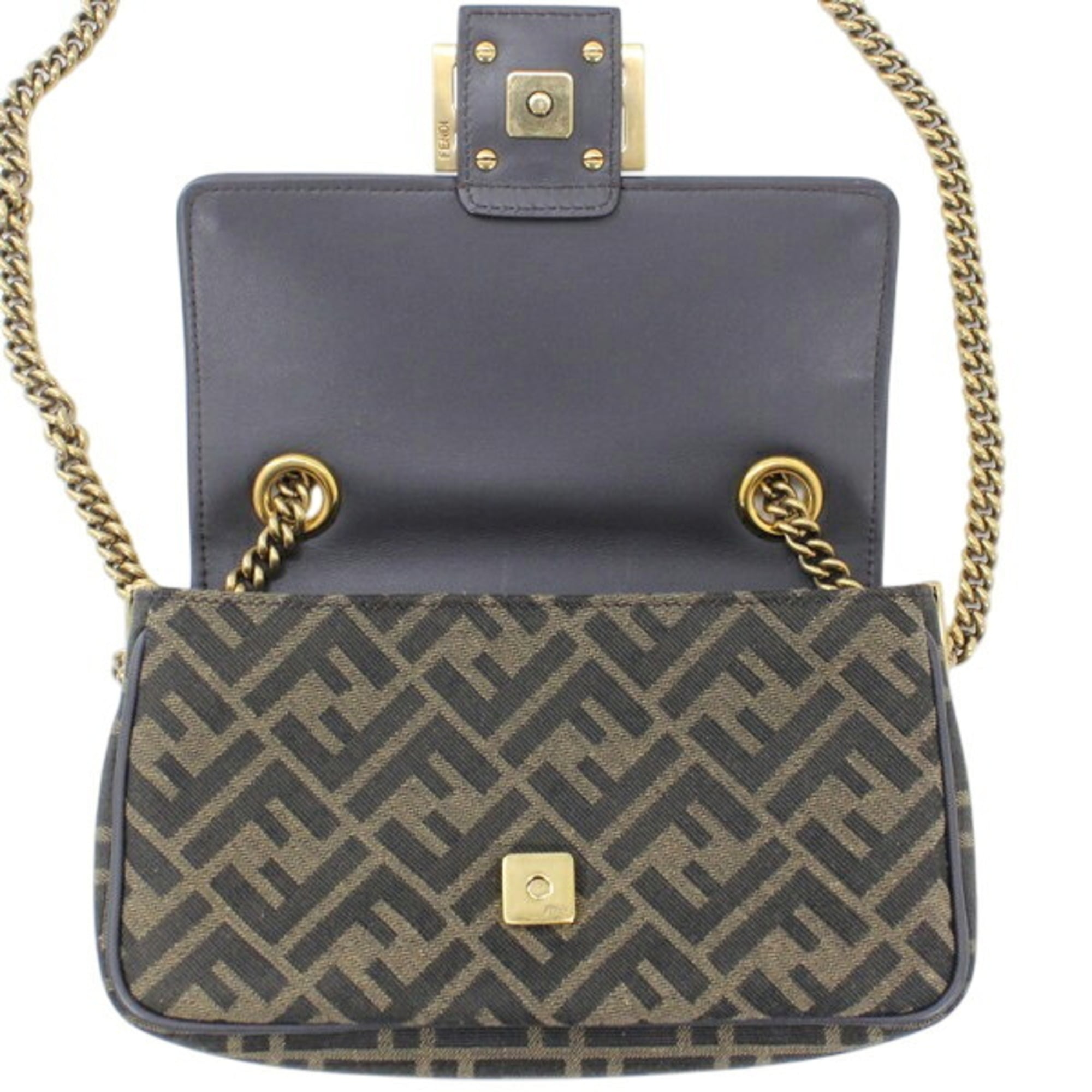 FENDI Zucca Baguette Chain Medium Shoulder Bag, Nylon Jacquard x Leather, Women's, 8BR793 AKBZ F1EM3 KM3158 — New - Store Return