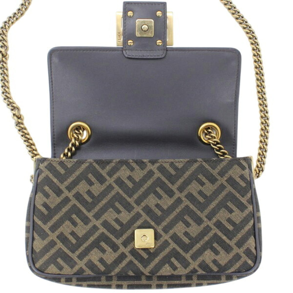 FENDI Zucca Baguette Chain Medium Shoulder Bag, Nylon Jacquard x Leather, Women's, 8BR793 AKBZ F1EM3 KM3158 — New - Store Return