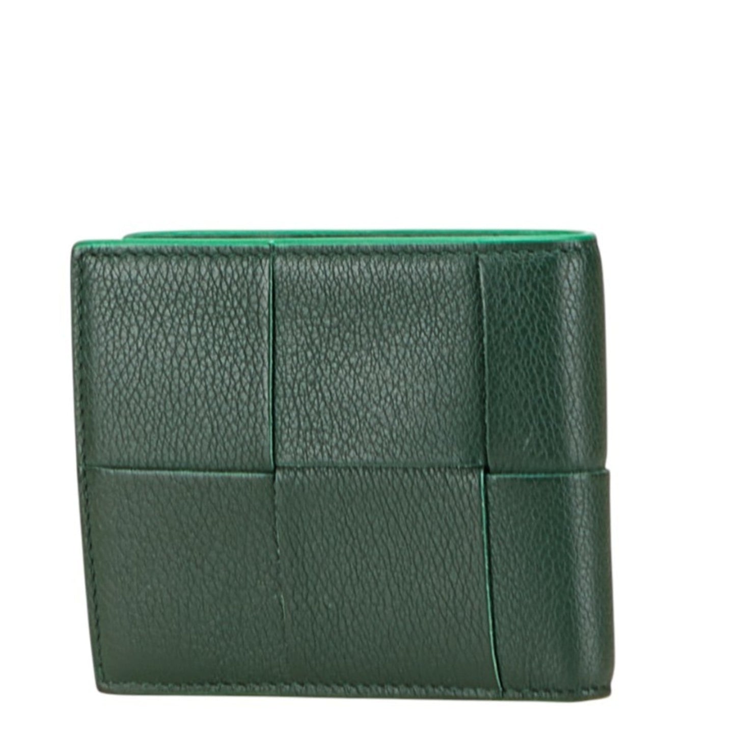 Bottega Veneta Maxi Intrecciato Cassette Bi-fold Wallet in Emerald Green Leather for Women