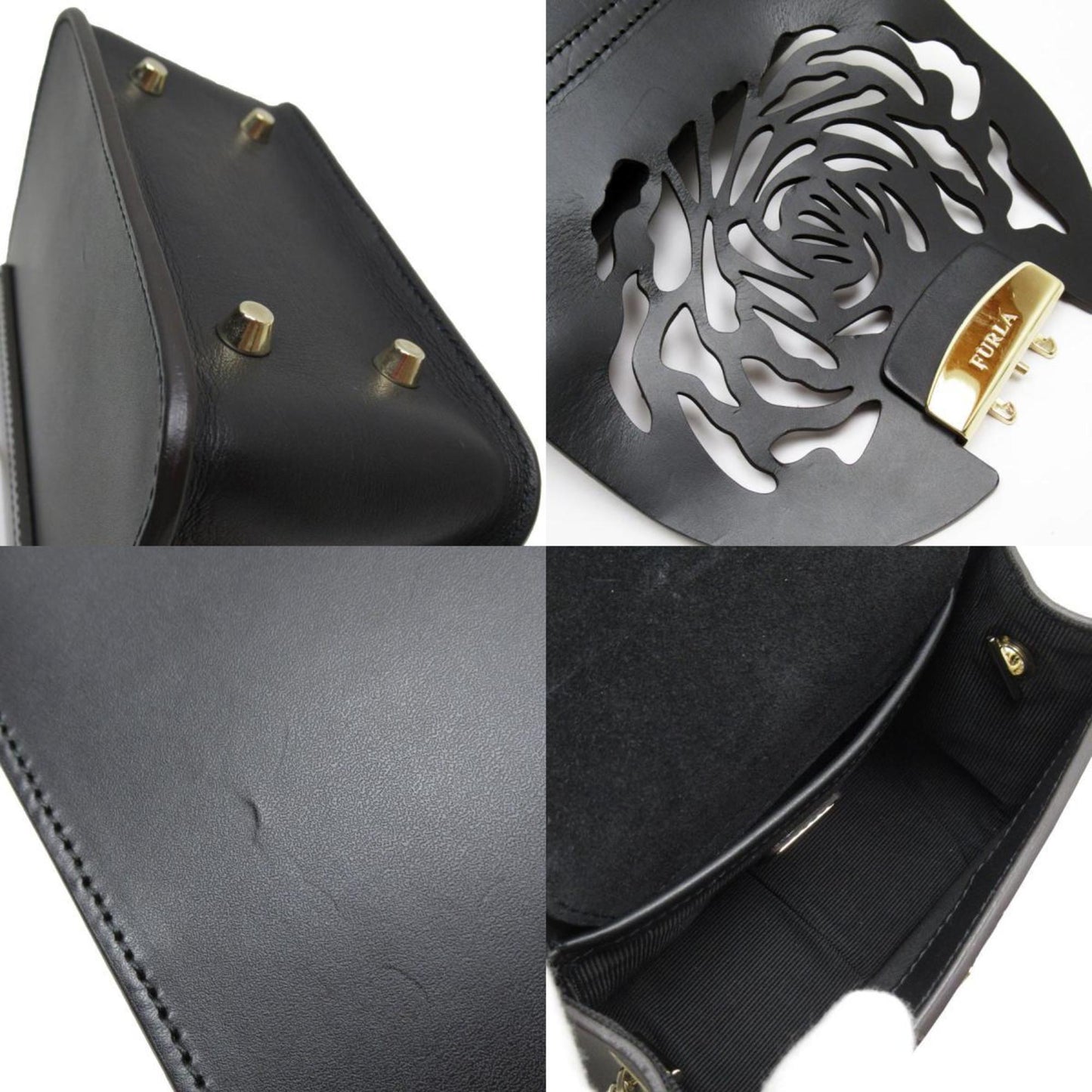 Furla Shoulder Bag Leather Black Women's t19069g