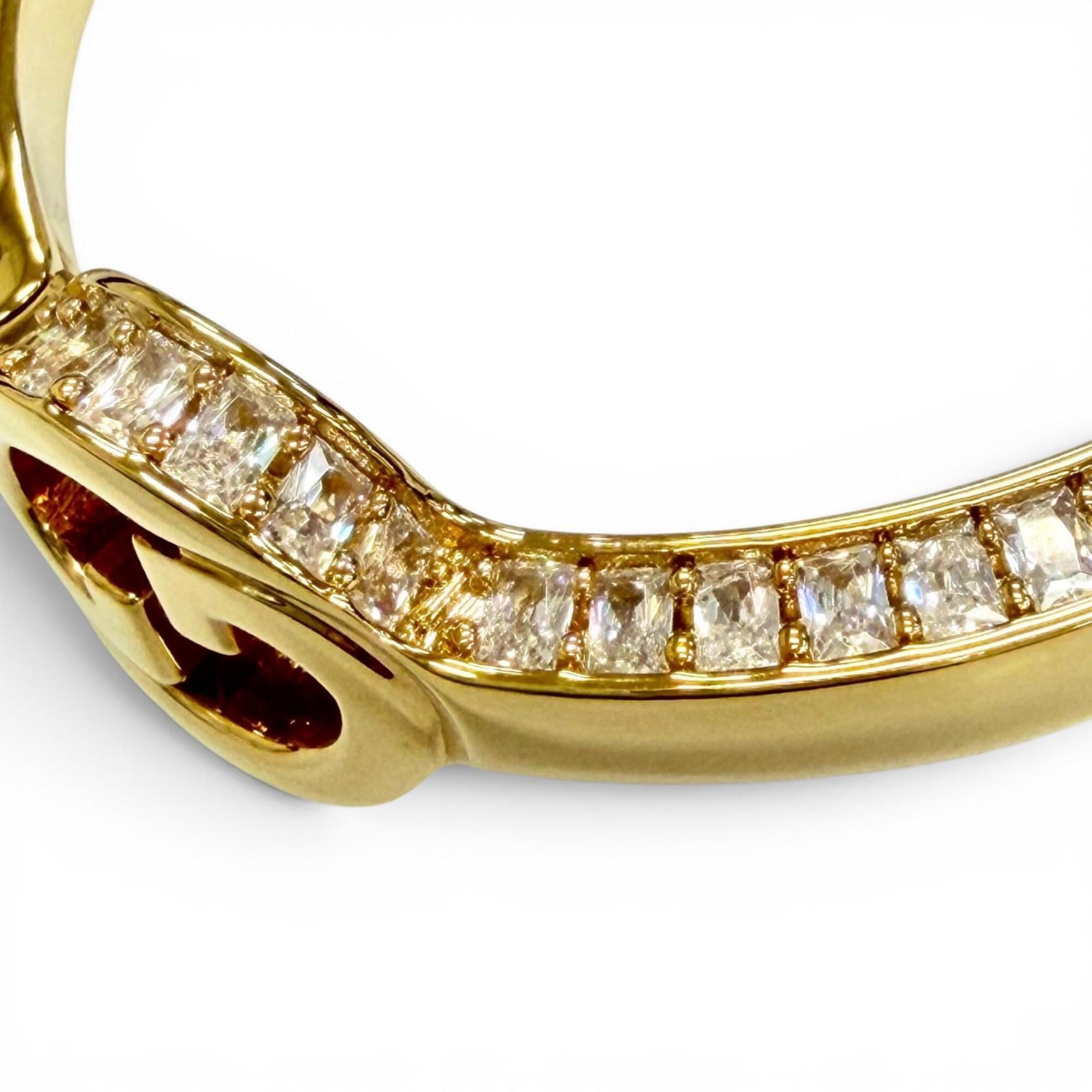 GUCCI Interlocking G Rhinestone Blondie Bangle Bracelet, Gold, Size S, Made in Italy, Women's, with Box and Dust Bag — Like New