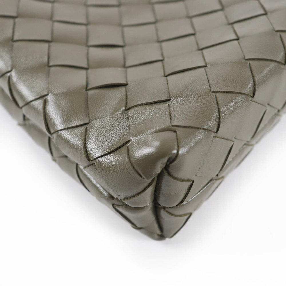 BOTTEGA VENETA Intrecciato Leather Shoulder Bag, Khaki, with Dust Made in Italy, Women's — Like New