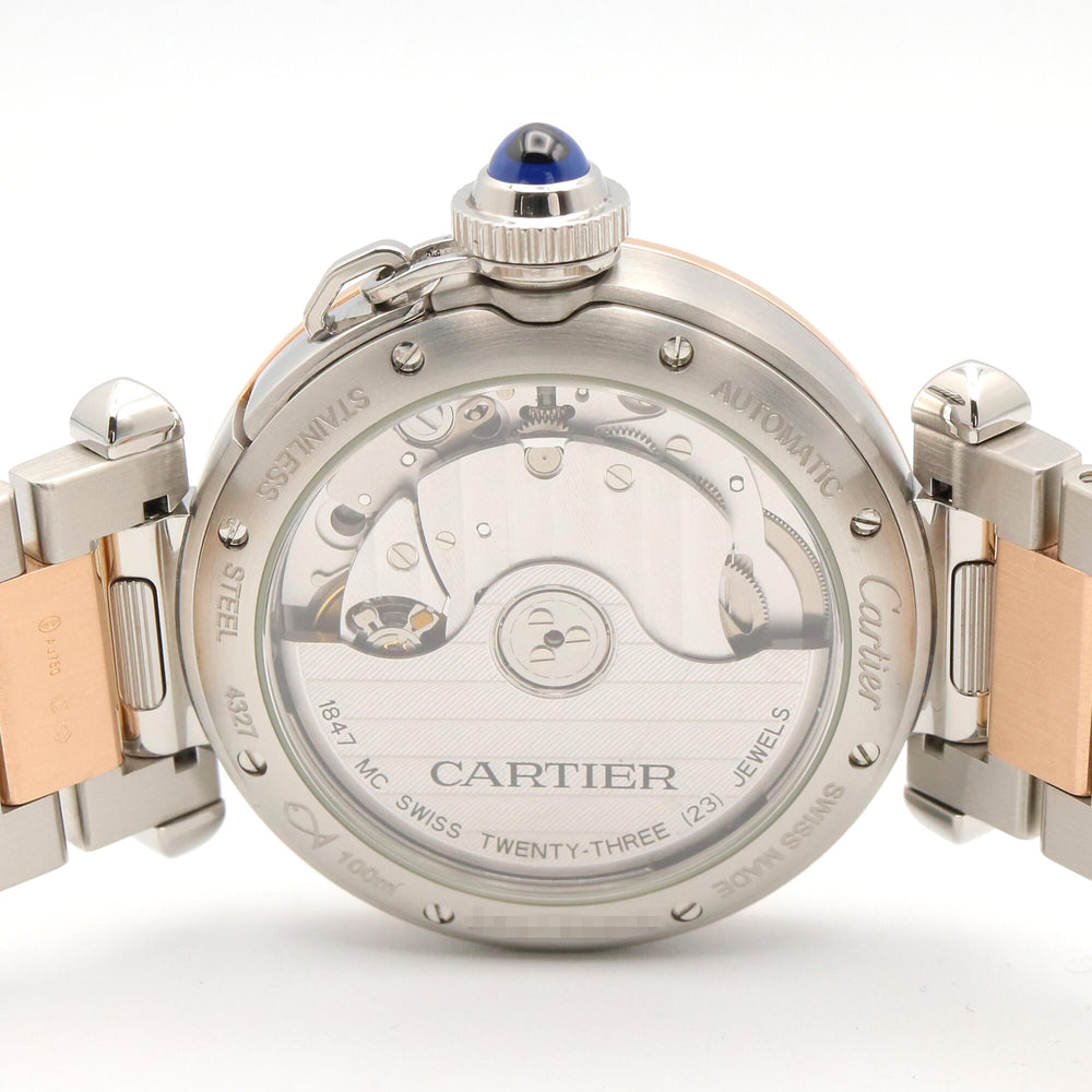 Cartier Pasha de watch, 18K pink gold (PG) stainless steel, boys' size, silver tone, W2PA0008 — Very Good