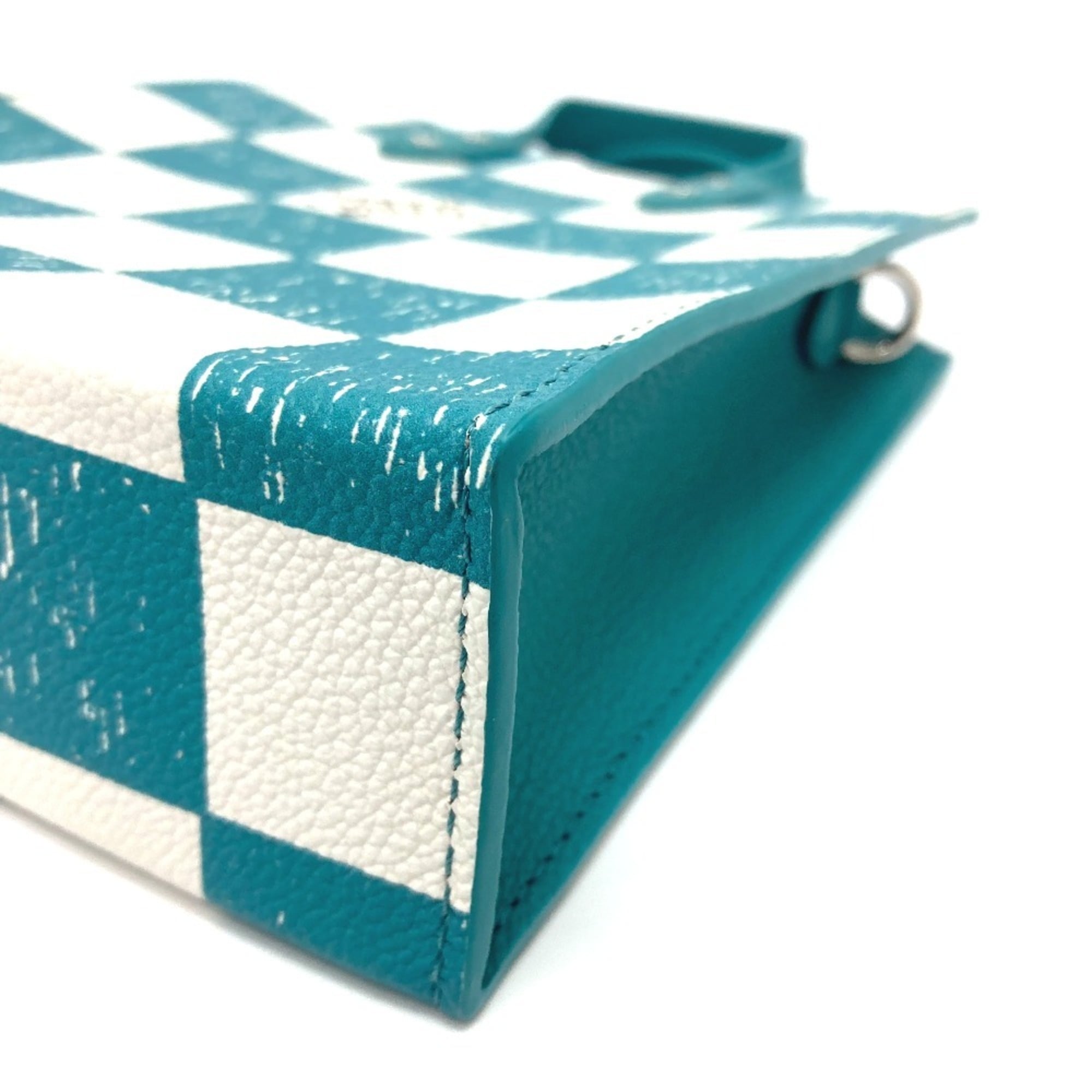 LOUIS VUITTON N60495 Damier Checkerboard Sac Plat XS Shoulder Bag Leather Women's Turquoise Blue E-220413-6 — New - Store Return