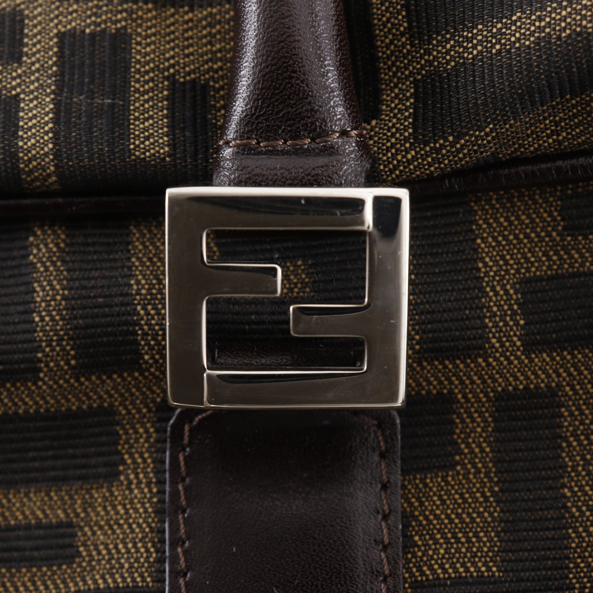 Fendi Zucca Business Bag, 2-Way Shoulder Nylon Canvas, Brown, 2-Way, A4 Size, Unisex — Like New