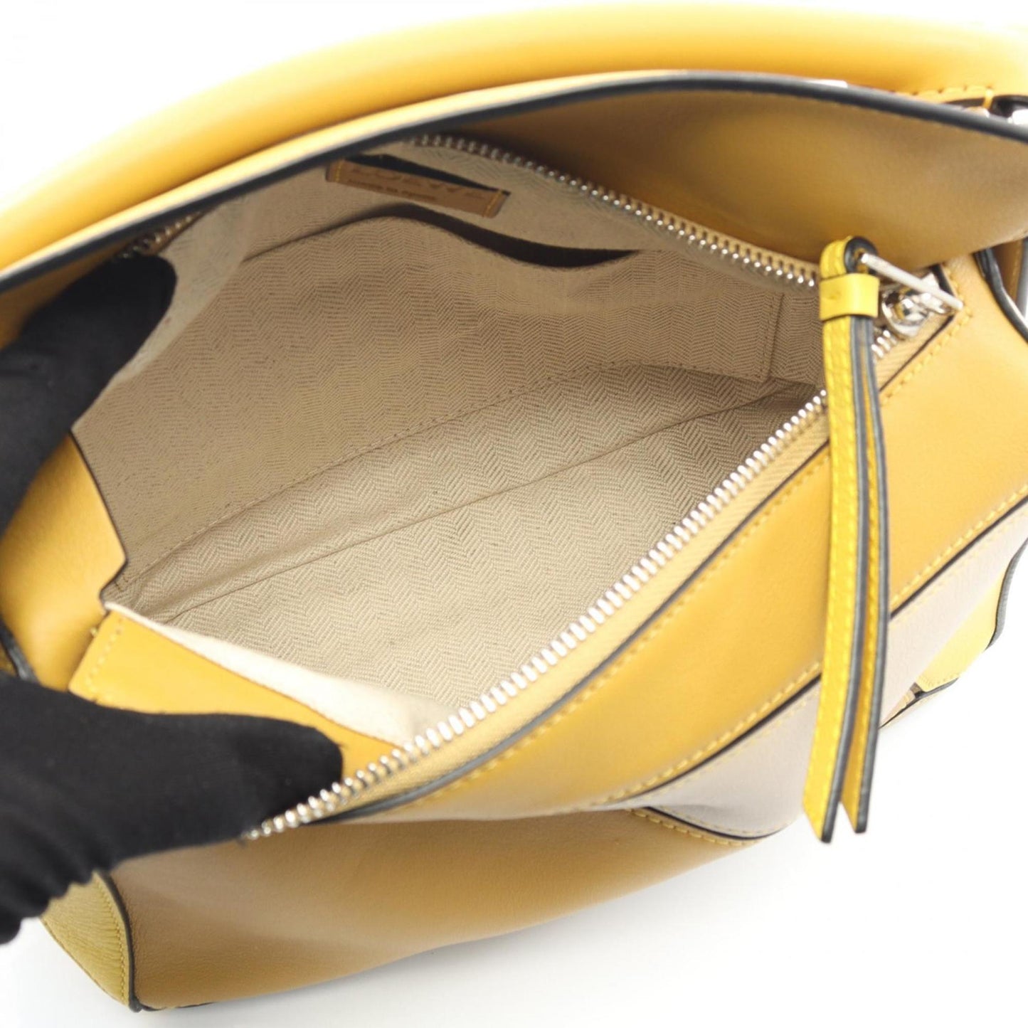 LOEWE Puzzle Bag, small handbag, leather, women's, brown, yellow, beige