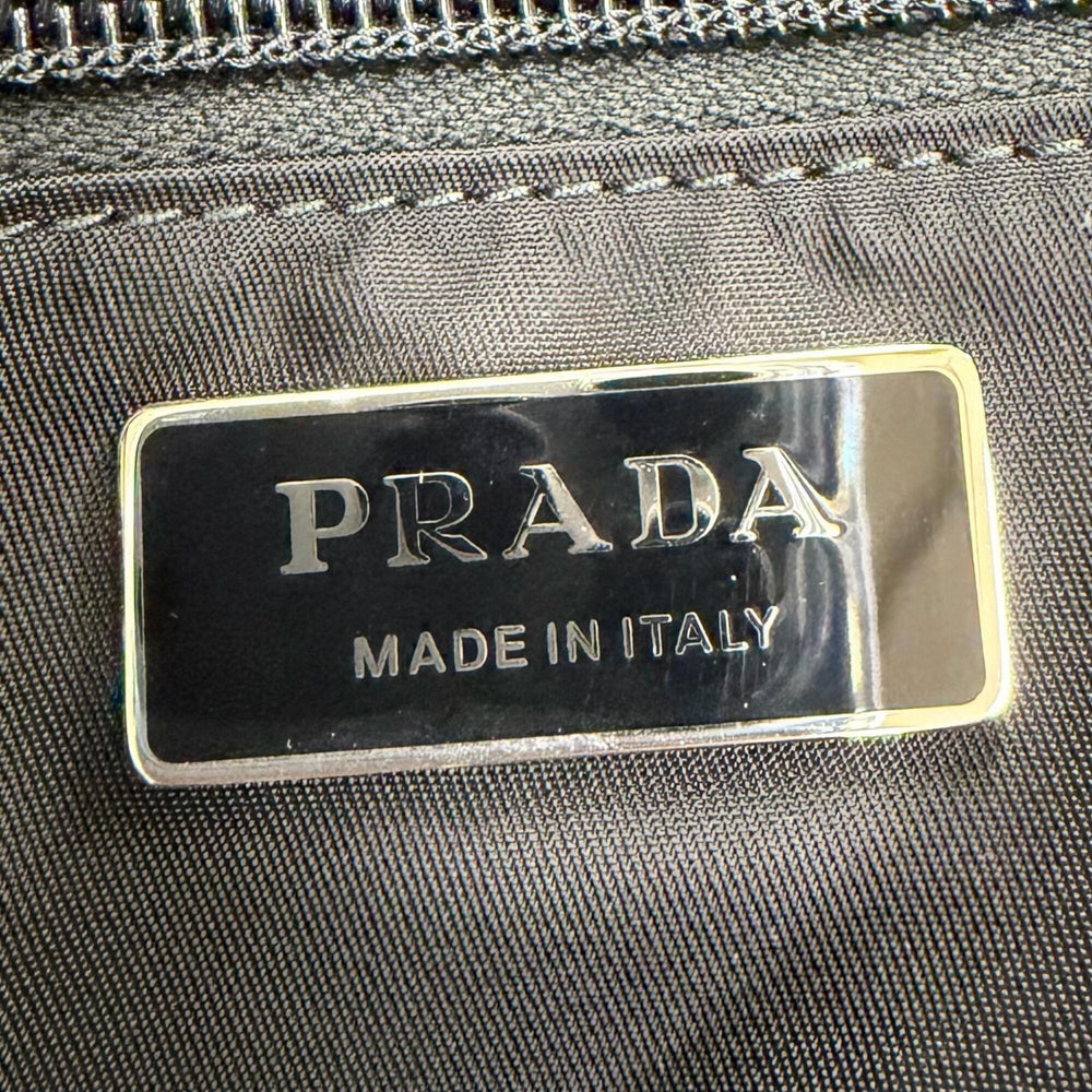 PRADA 1BD256 Re-Nylon Large Padded Shoulder Bag with Leather Accents and Triangle Logo, Black, Made in Italy, Women's — Like New