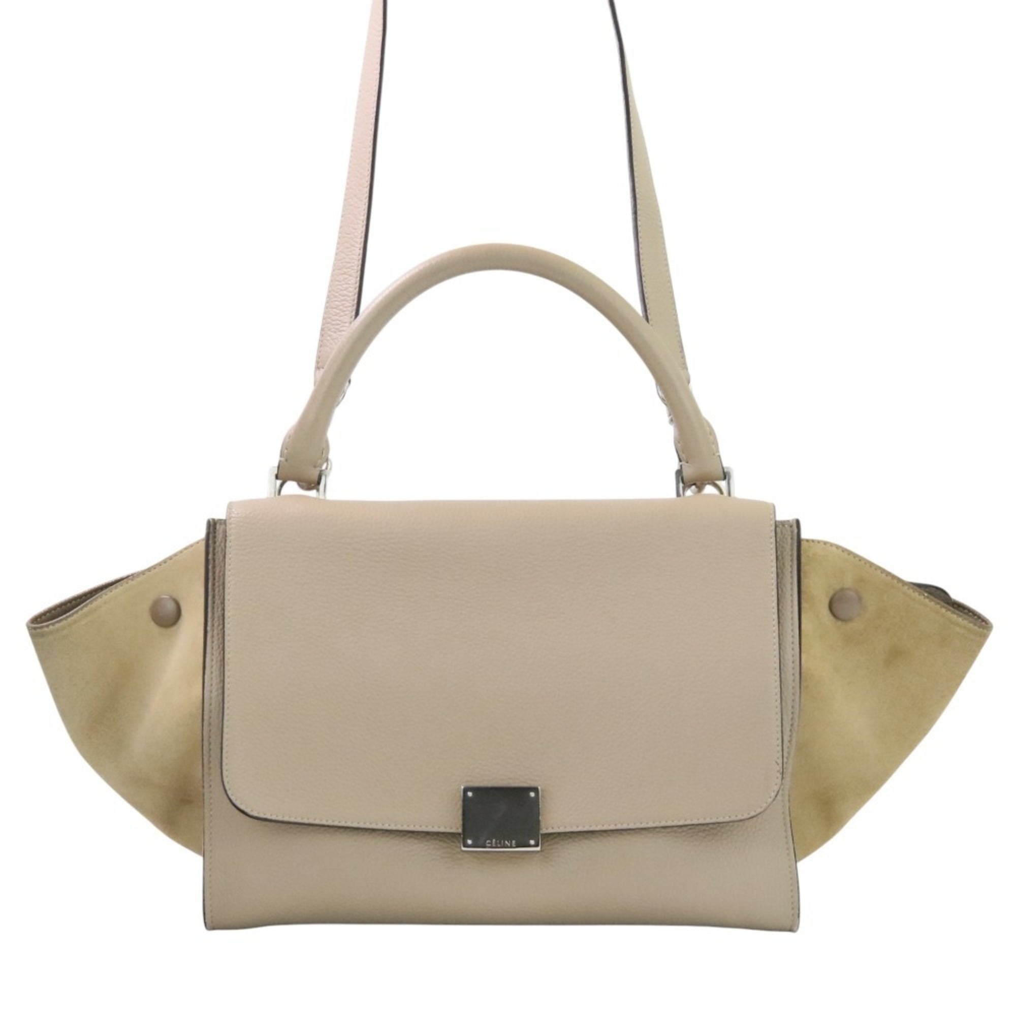 CELINE Trapeze 2-Way Shoulder Bag, Beige, Women's