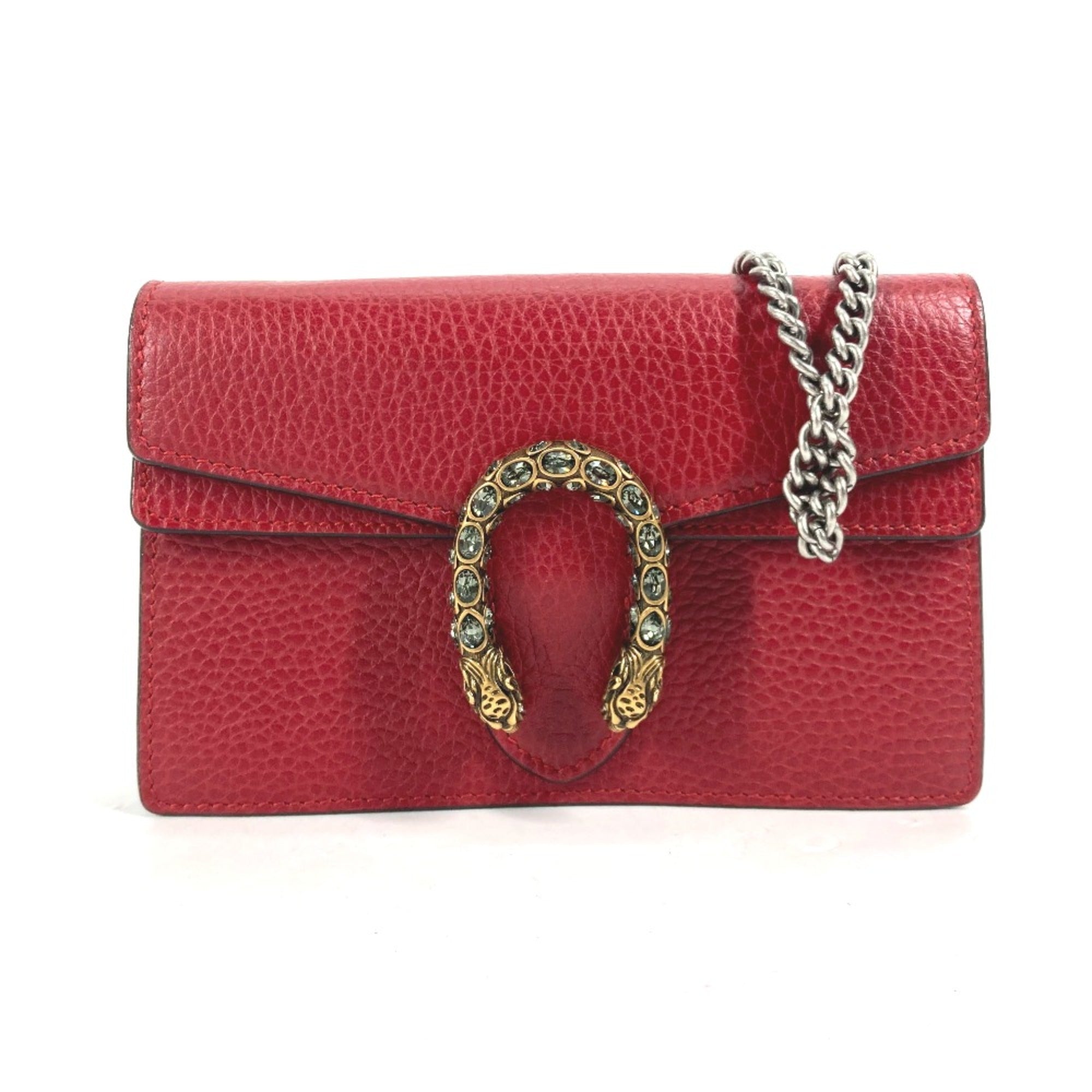 Gucci 476432 2WAY Bag Pouch Clutch Bag Chain Crossbody Shoulder Bag Red — Like New