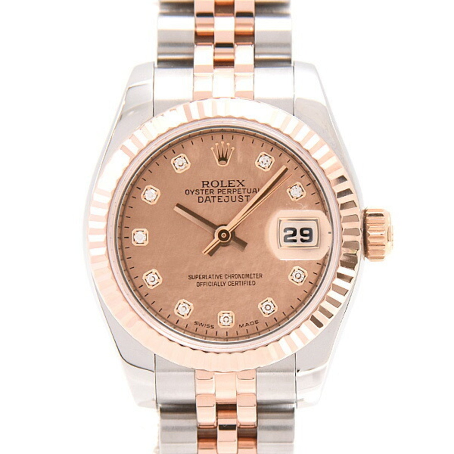 Rolex Watch Ladies Datejust 10P Diamond D Series Automatic Gold Dust Shell Dial SS x PG ROLEX 179171NG