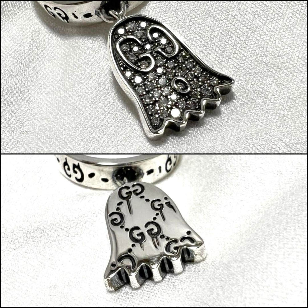 GUCCI Women's Ghost Pave Diamond Ring in Silver 925 — Like New