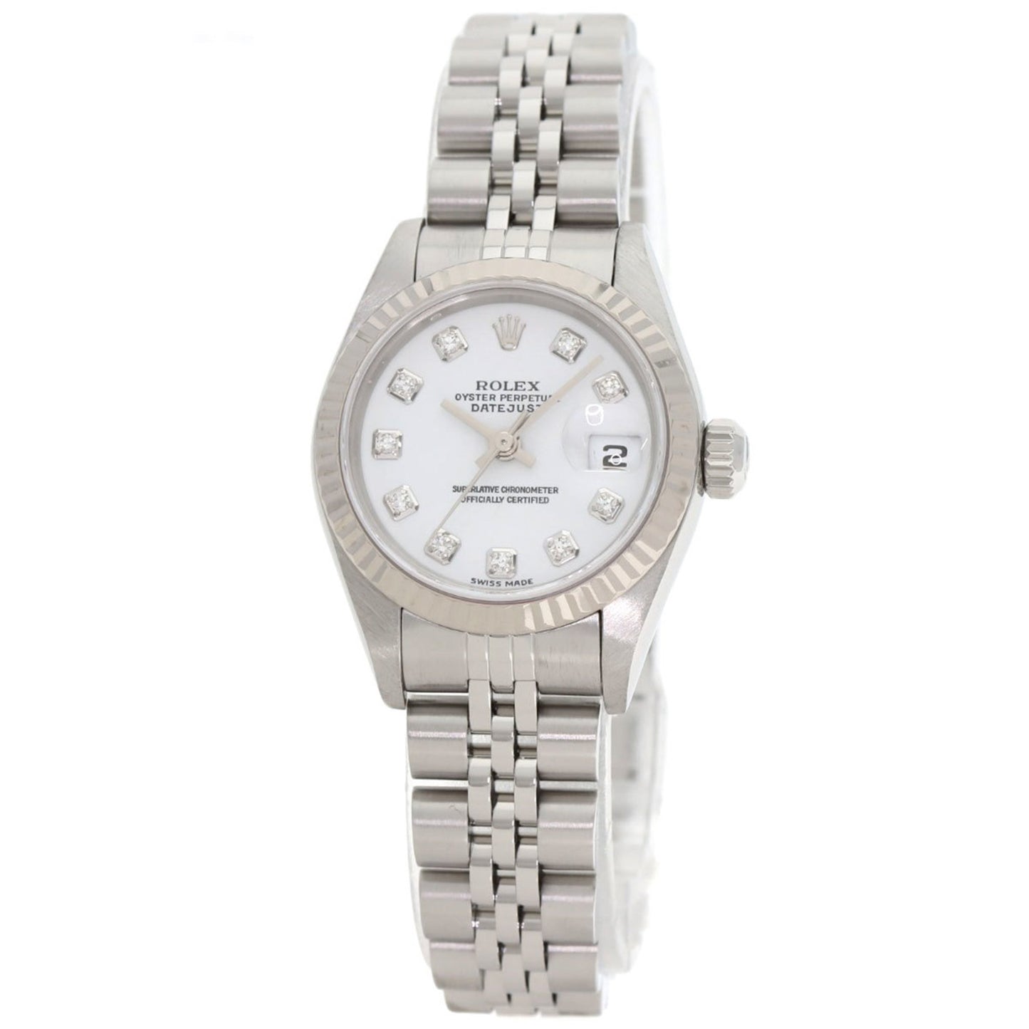 Rolex 79174G Datejust 10P Diamond Watch in Stainless Steel SS 18K White Gold for Women