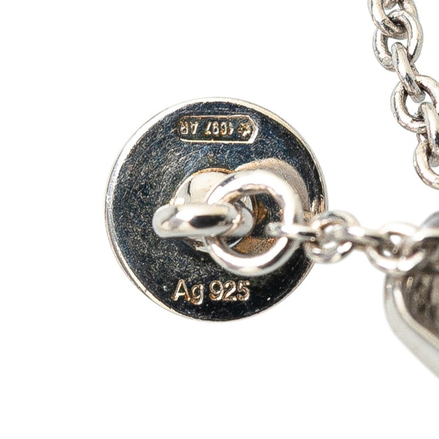 Gucci Heart Stud Rhinestone Necklace in Silver Metal for Women