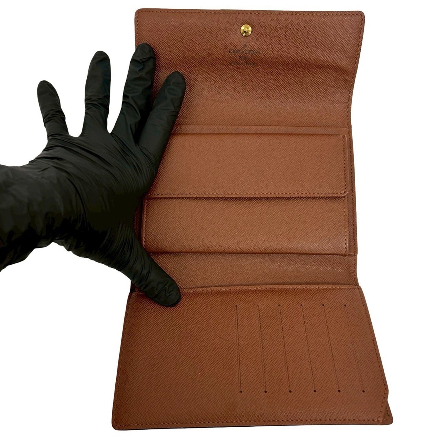 LOUIS VUITTON Porte Tresor Etui Papier Monogram Leather Tri-fold Wallet, Brown, 43625