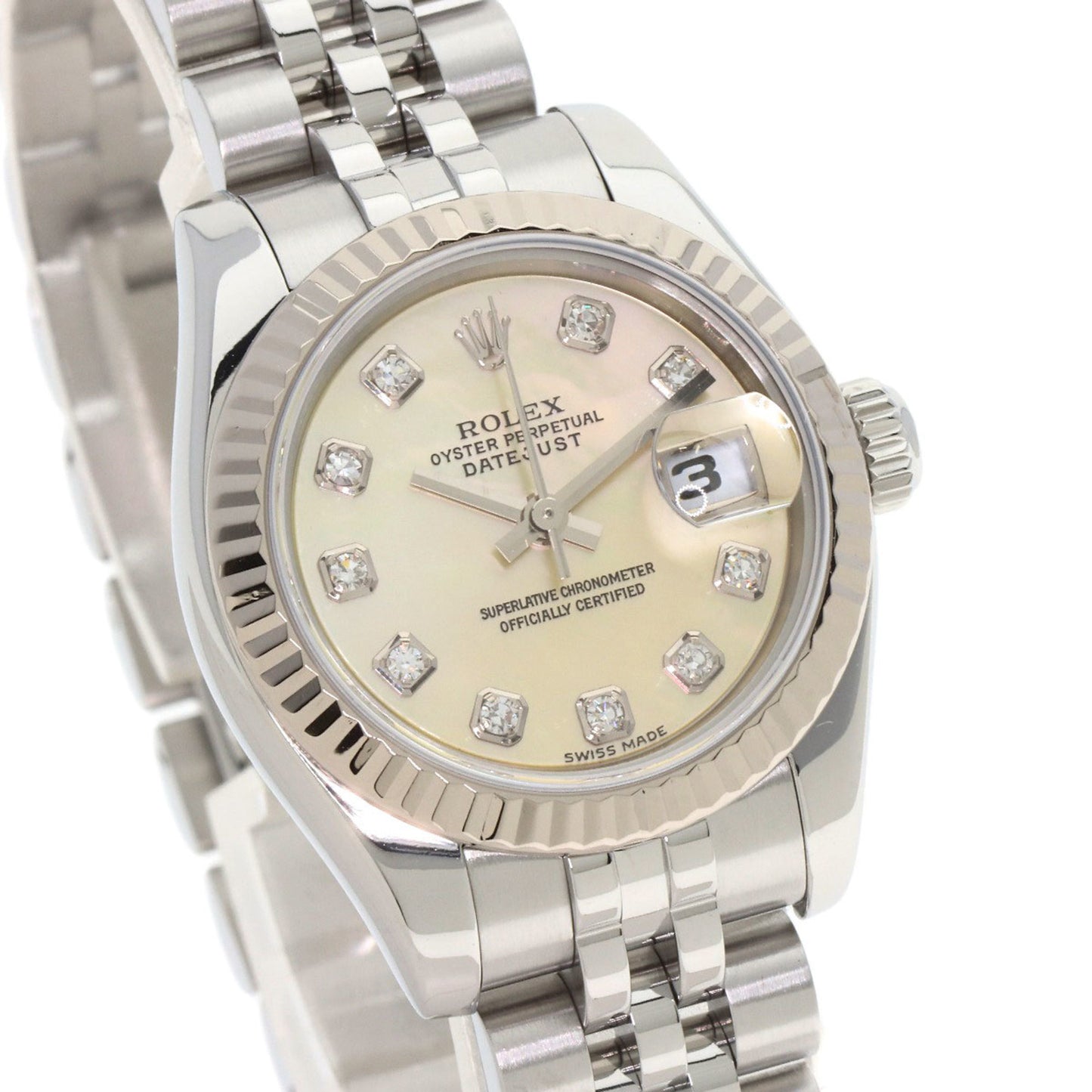 Rolex 179174NG Datejust 10P Diamond Watch Stainless Steel SS K18WG Ladies ROLEX