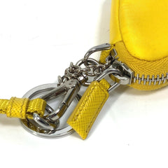 PRADA 2TT140 Triangle Plate Re Nylon with Neck Strap Key Ring Pouch Men's Yellow — New - Store Return
