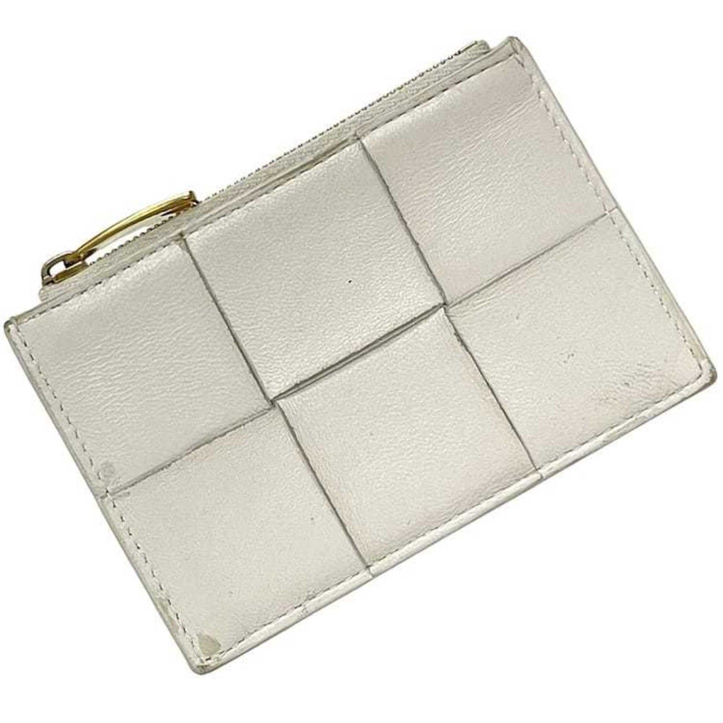 Bottega Veneta Coin Case ec-24609 White Cassette 679843 Purse Leather P01931123D BOTTEGA VENETA Mini Card Holder Intrecciato Pattern Men's Women's