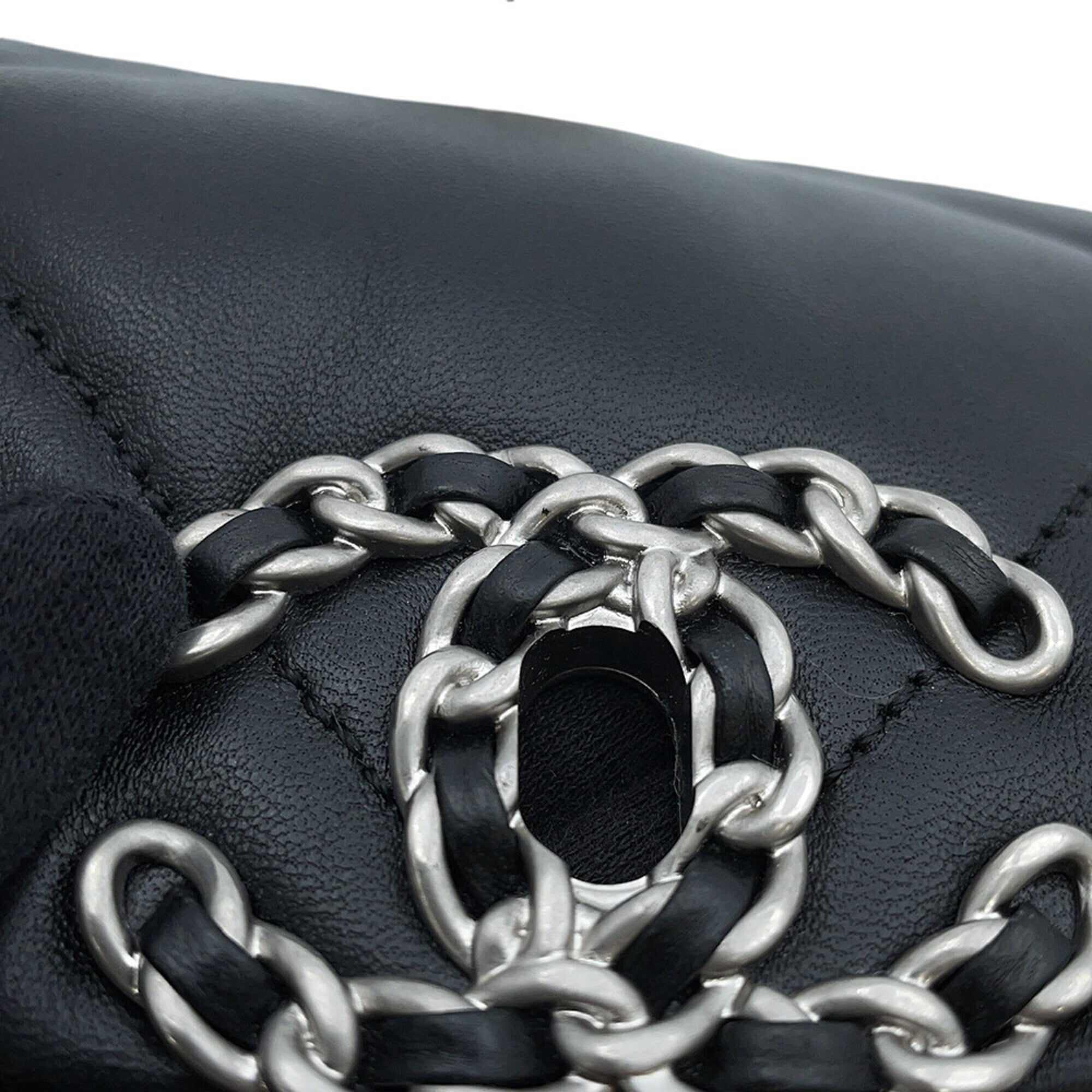 Chanel Chain Shoulder Bag CHANEL19 Flap Coco Mark Lambskin AS1160 CHANEL Black 19 Handbag Women's — Like New