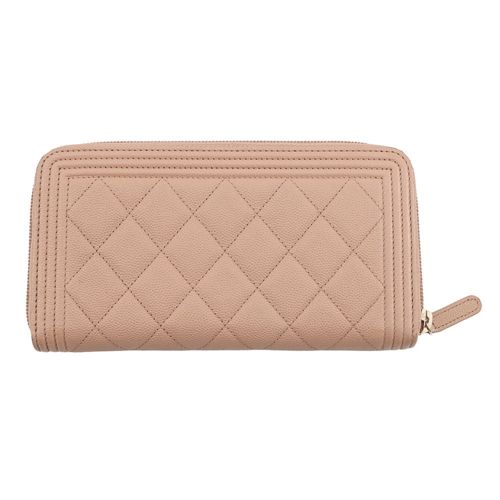 Chanel Boy's Coco Mark Matelasse Round Zip Wallet A80815 CHANEL