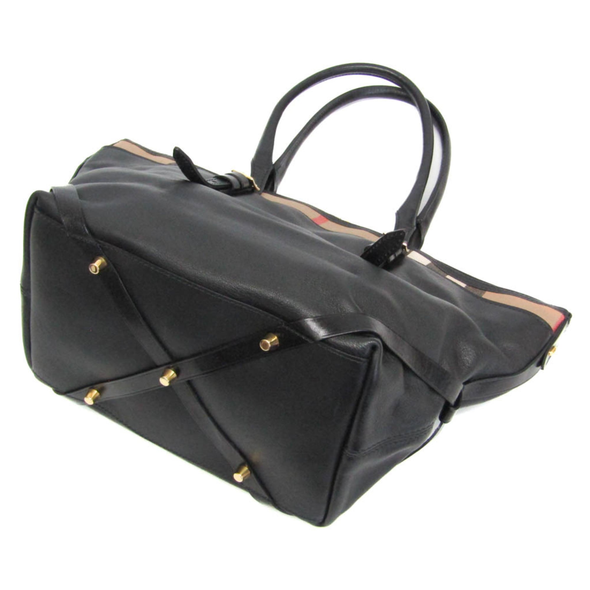 Burberry Salisbury Tote 3903381 Women's Leather,Cotton Canvas Handbag,Tote Bag Beige,Black