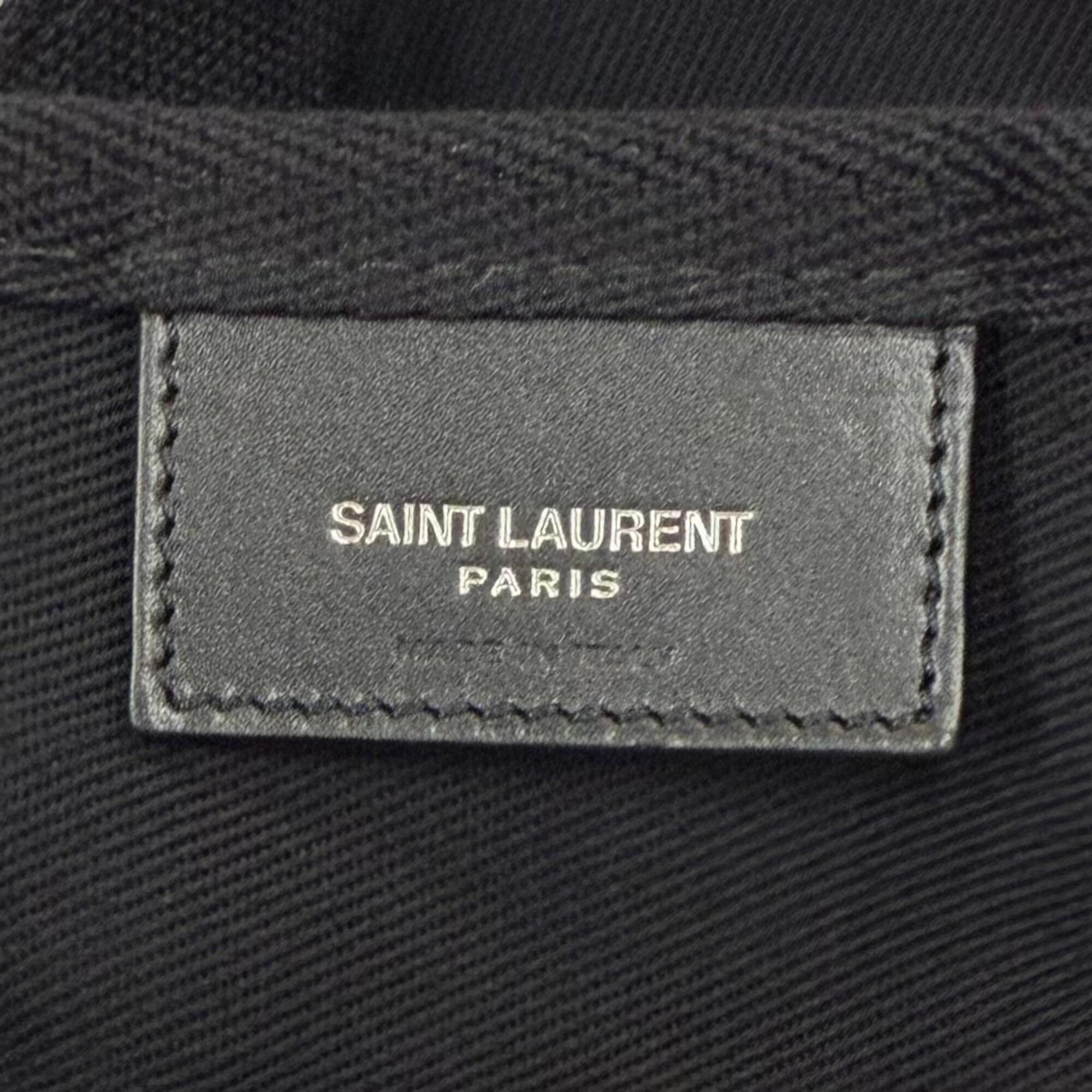 Yves Saint Laurent SAINT LAURENT PARIS 734682 Canvas Leather Rive Gauche Sling Bag with Pouch, One-Shoulder Bag, Black, Made in Italy, Men's, Dust — Like New