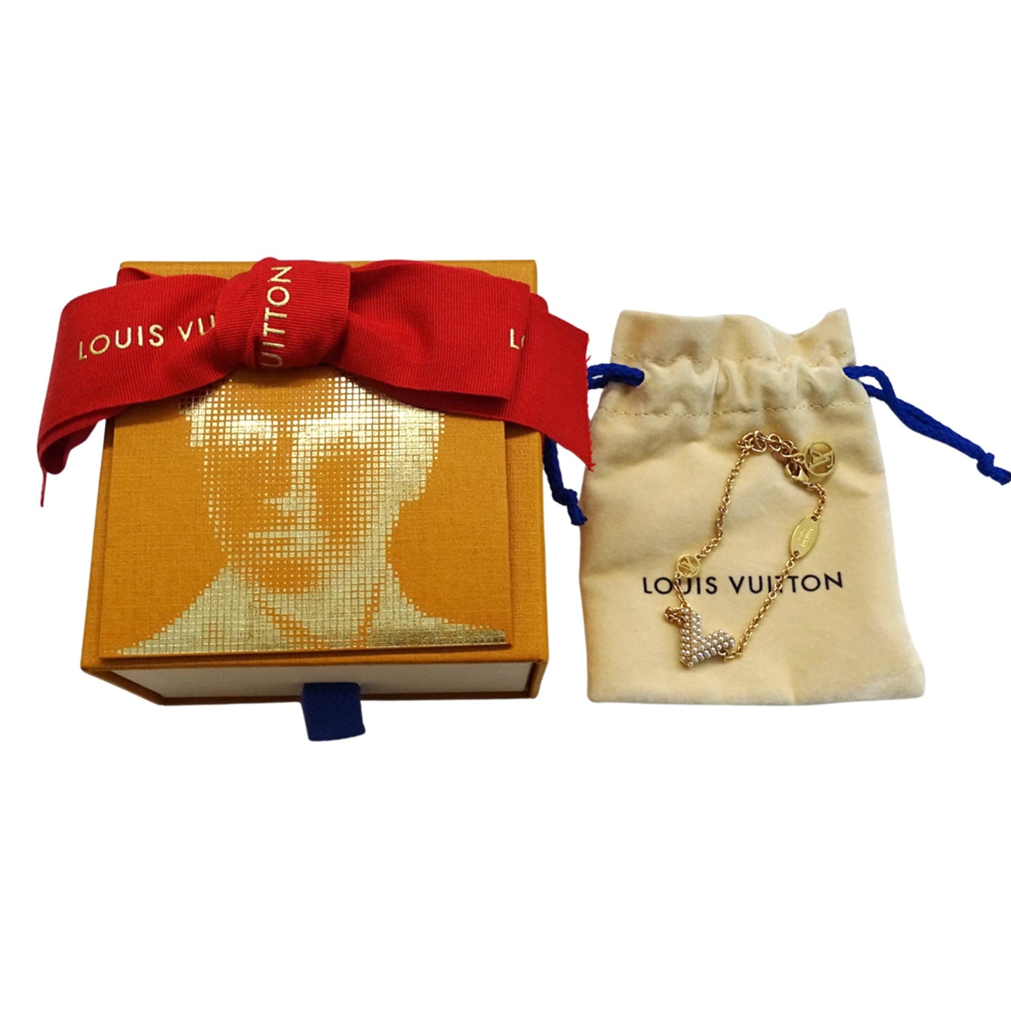 Louis Vuitton Essential V Bracelet for Women, Pearl Gold, M68361