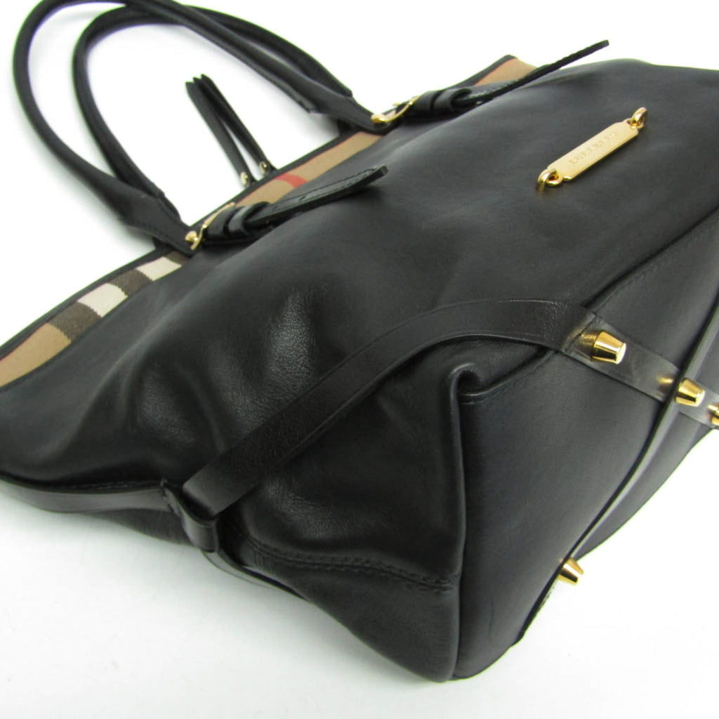 Burberry Salisbury Tote 3903381 Women's Leather,Cotton Canvas Handbag,Tote Bag Beige,Black