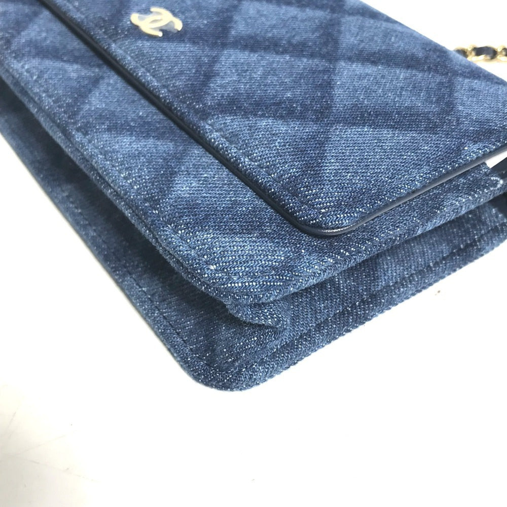 CHANEL AP0250 Long Wallet Chain Bag Matelasse Shoulder Denim Women's Blue — New - Store Return