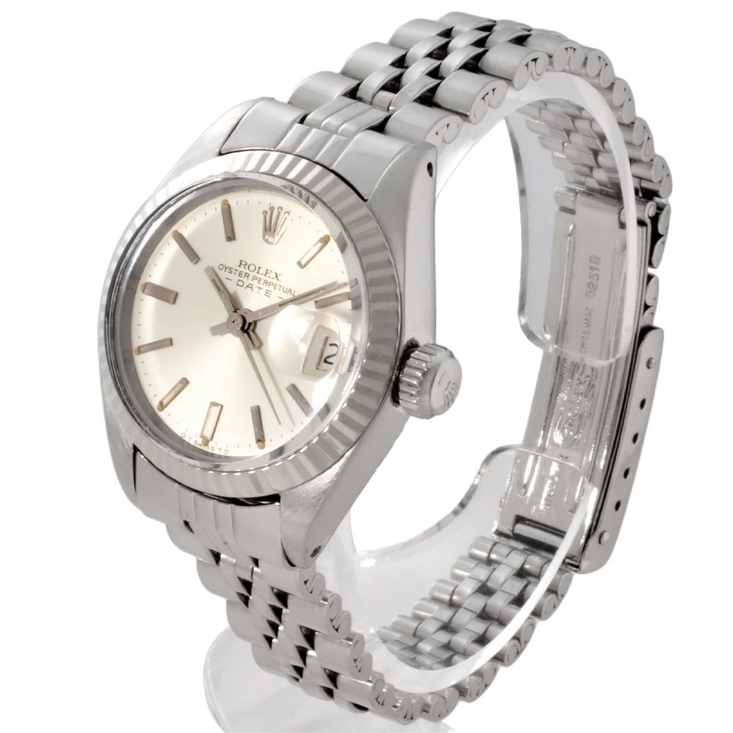 Rolex ROLEX 6917 Datejust 7-digit 40 series (circa 1974) Automatic wristwatch Silver dial Fluted bezel Ladies
