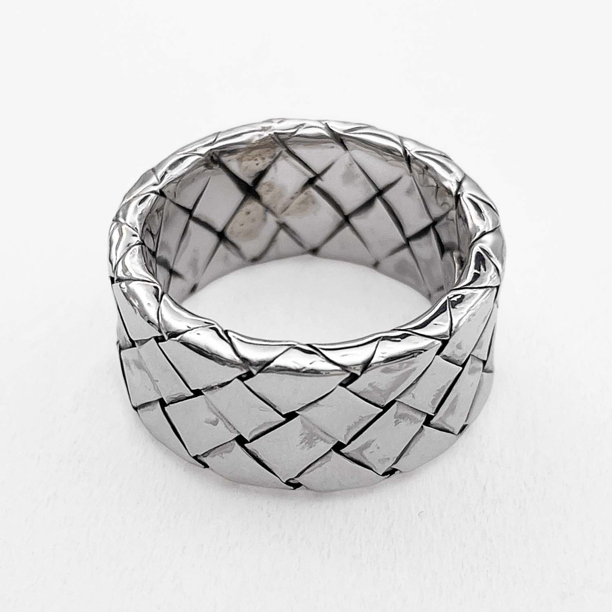 BOTTEGA VENETA Intrecciato Ring, SV925 7824, Silver, Men's & Women's — Like New