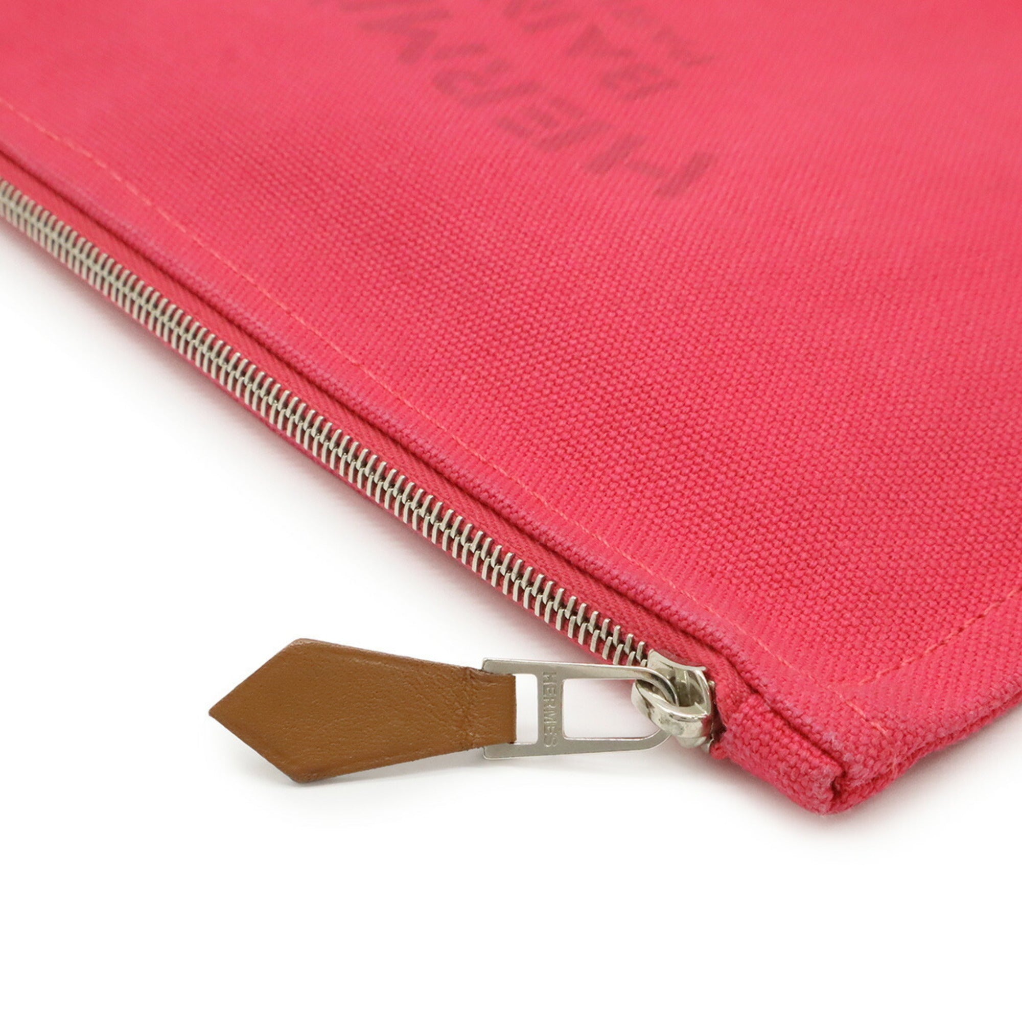 HERMES Yachting PM Flat Pouch in Canvas and Leather, Pink — Like New