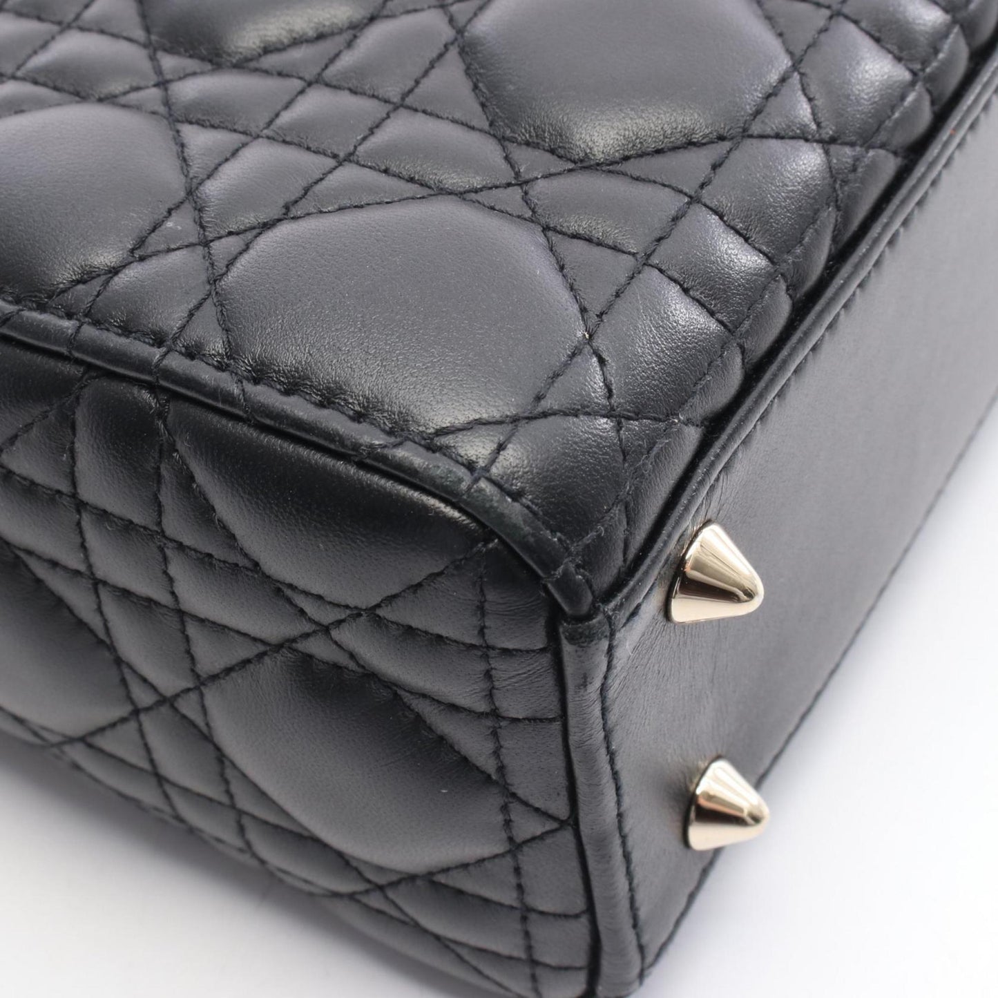 Christian Dior Dior Lady Small Cannage Handbag, Leather, Women's, Black