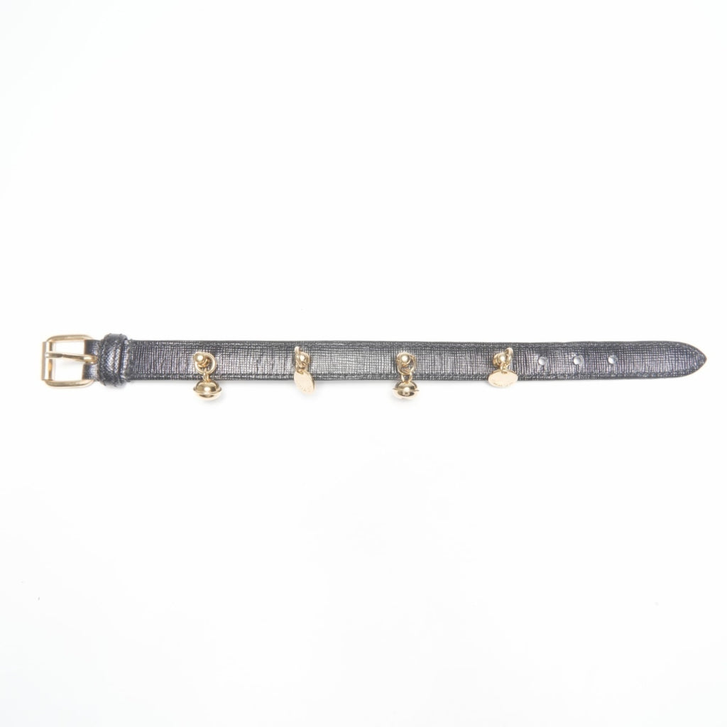 Prada Leather Charm Belt Bangle Bracelet in Black