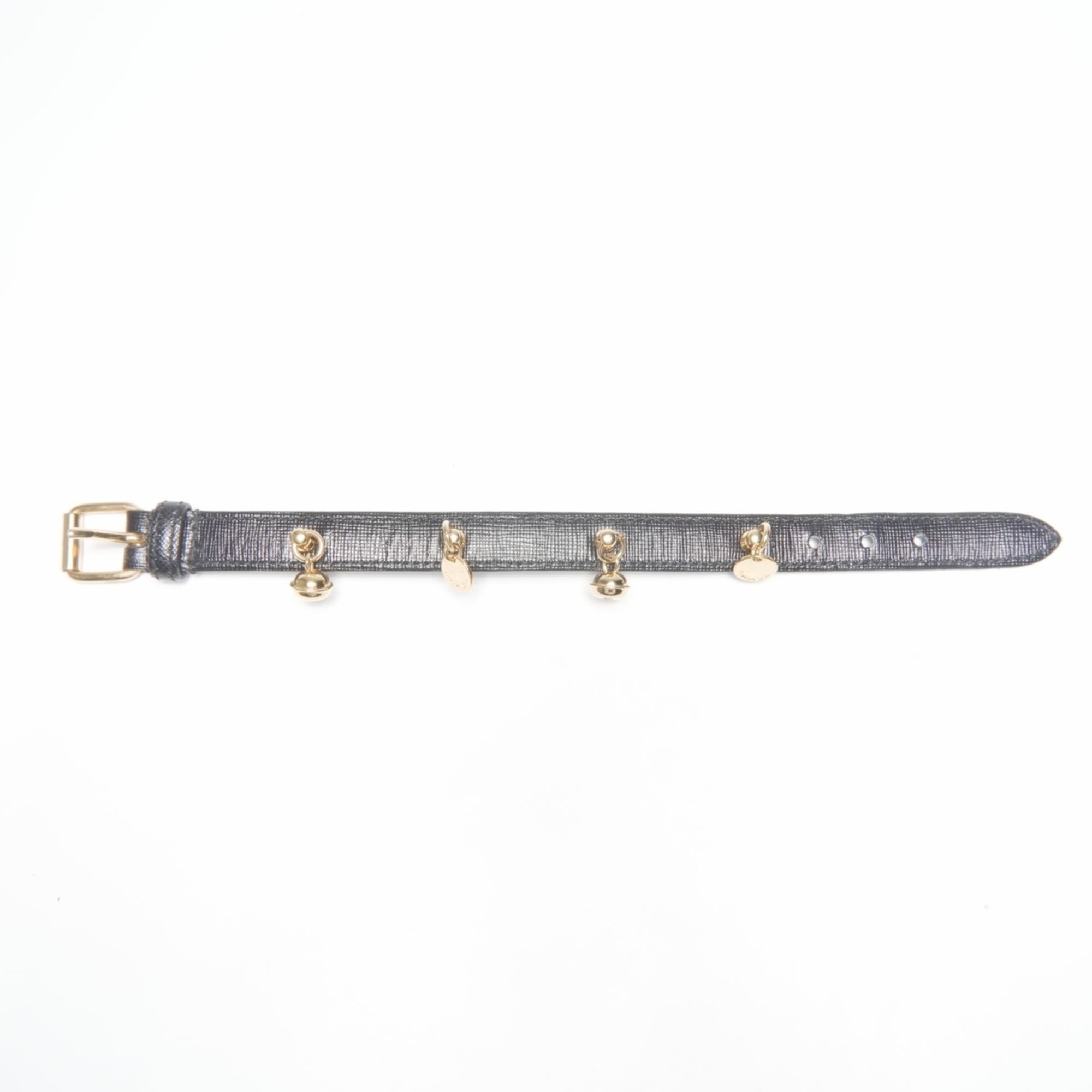 Prada Leather Charm Belt Bangle Bracelet in Black