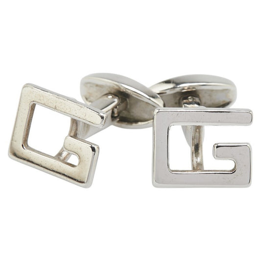 Gucci G logo cufflinks in silver metal for men.