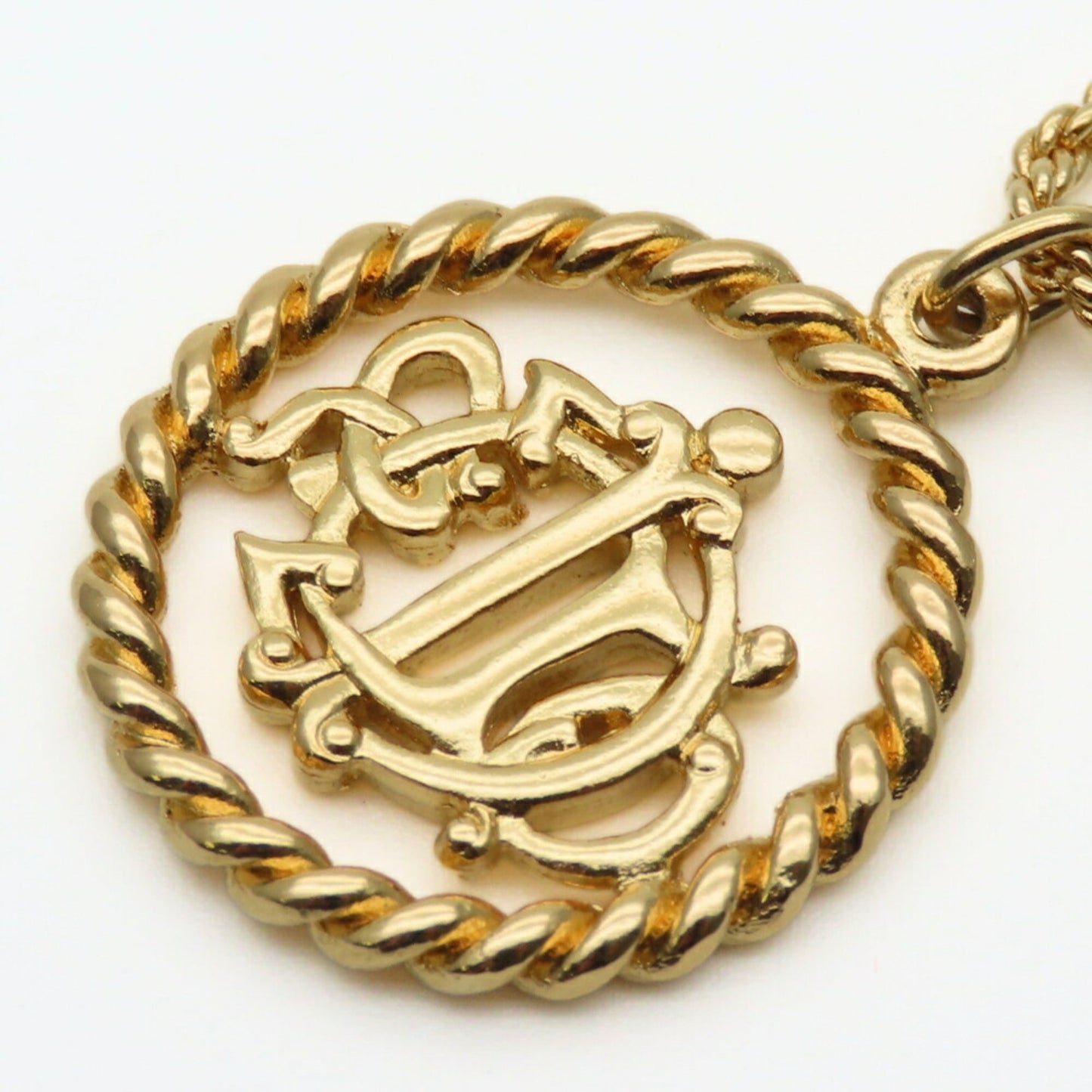 Christian Dior Necklace Emblem Metal Gold Plated GP Women's