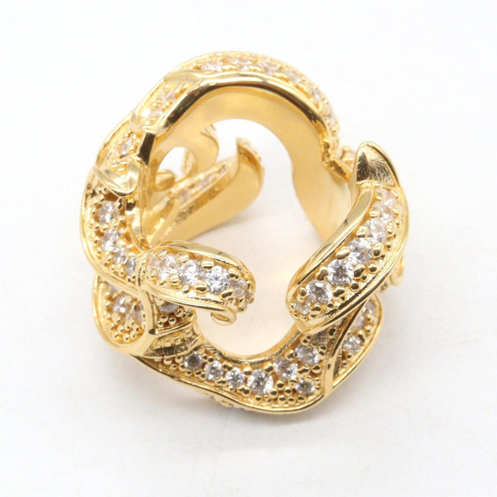 Bottega Veneta CZ Sterling Silver Ring - Women's Ring/Finger 925 Gold Tone — Like New